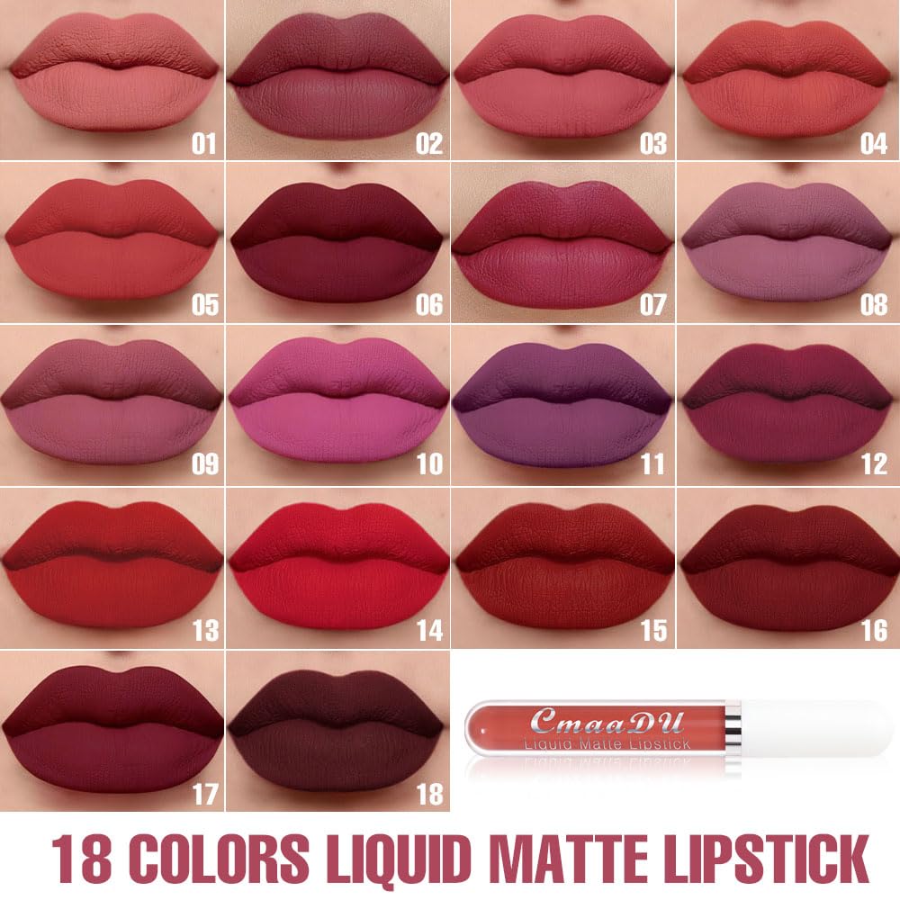 Evpct Cmaadu 1Pcs Deep Red Liquid Matte Lipstick Lipgloss Set For Women, Labiales Mate 24 Horas Originales Matte Larga Duracion