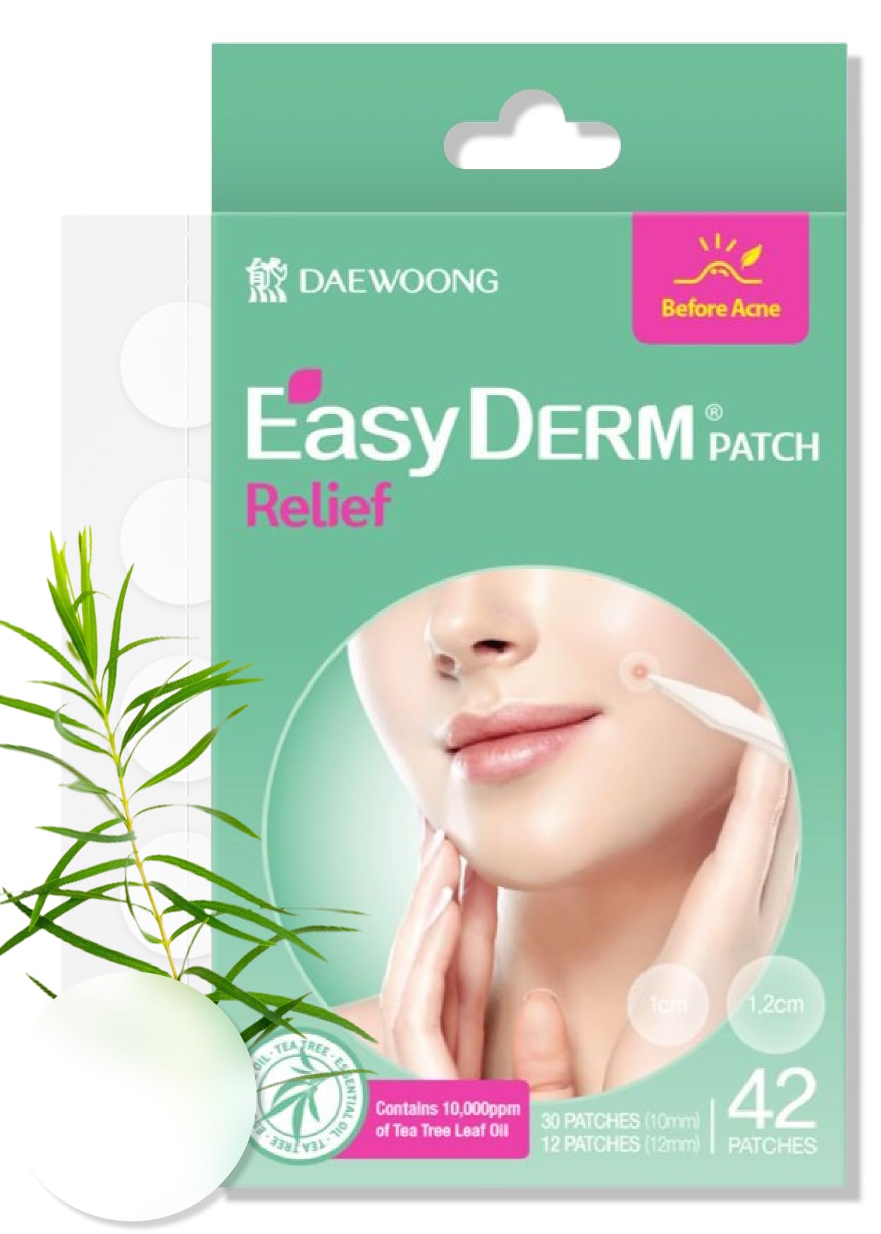 Easyderm Relief Invisible Patch(42 Counts) I Contains 10,000Ppm Of Tea Tree Oil, Pimple Patch, Ultra-Slim 0.1Mm, Waterpoof, Kore