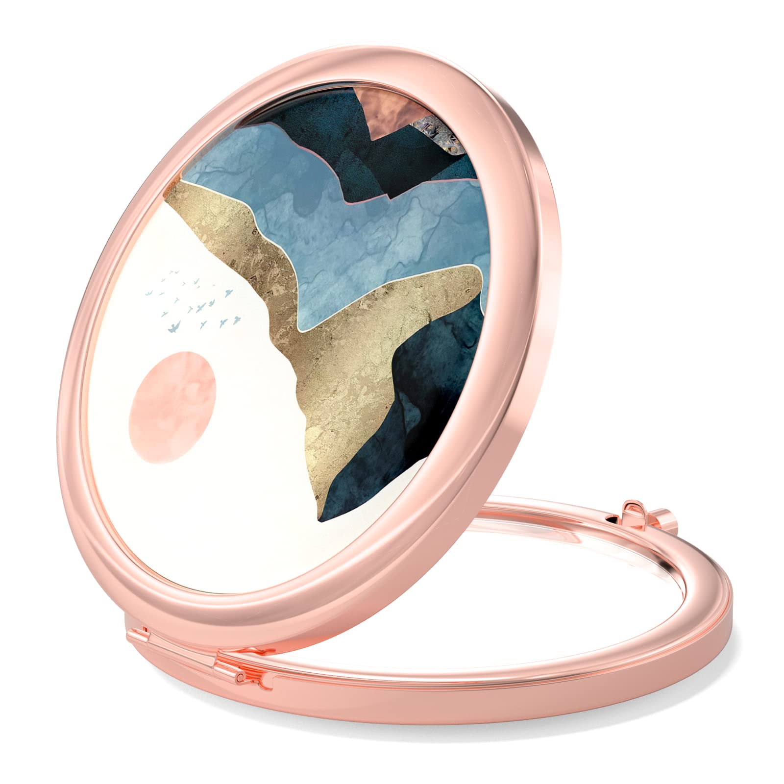 Nipichsha Compact Mirror, Pocket Travel Makeup Mirror, 2X/1X Magnification Compact Mirror, Small Folding Portable Handheld Mirro