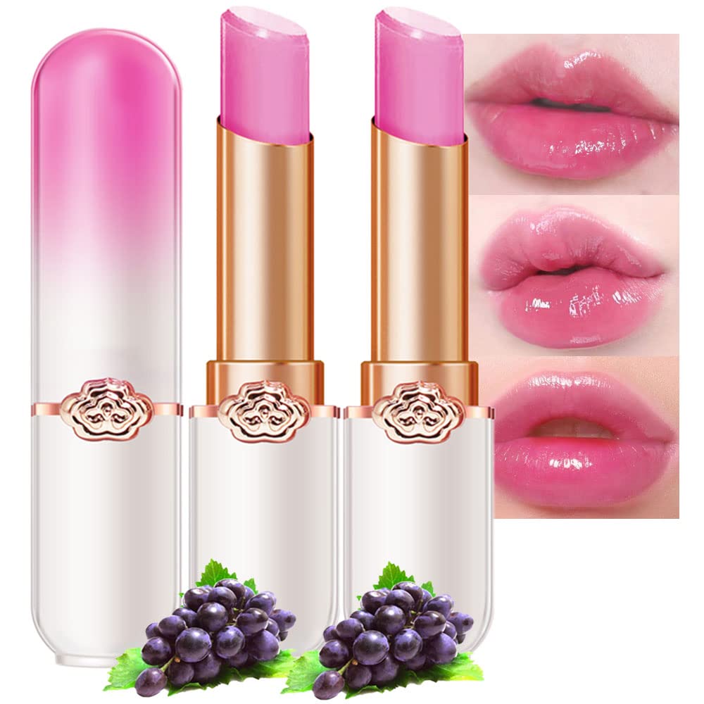 Evpct 2Pcs Grape Tinted Lip Balms Ph Lip Color Changing Lipstick Balm Stain Gift Set Queen For Women Girls Korean Mood Long Last