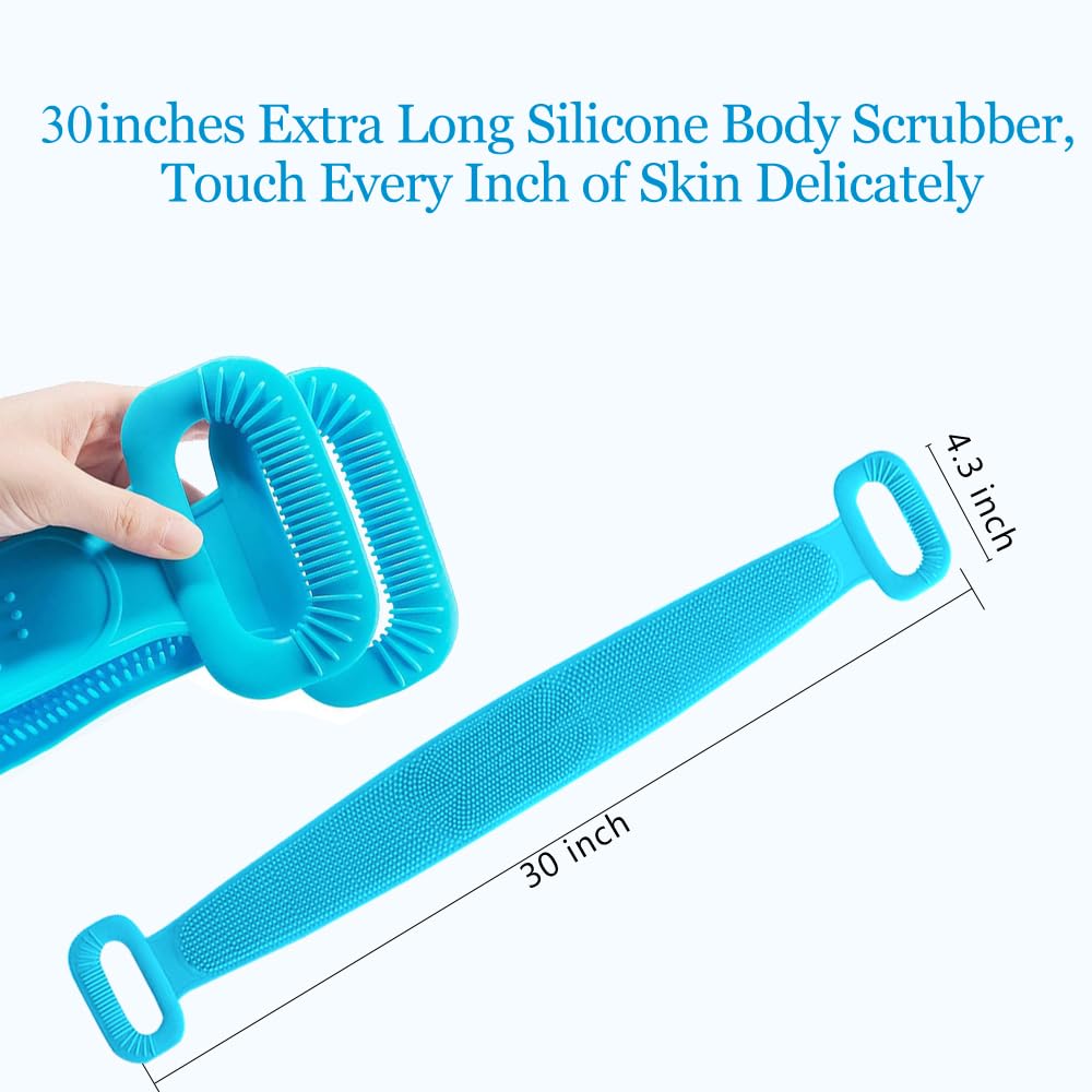 Inmorven Exfoliating Back Scrubber For Shower With Handles, 30 Inch Double-Sided Back Exfoliator Body Scrub Towel, Exfoliating W