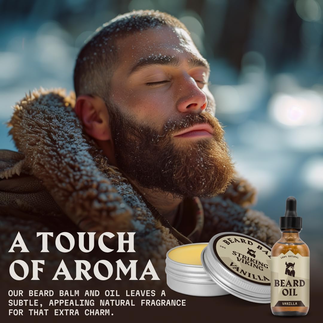 Striking Viking Beard Oil and Balm - Leave in Beard Conditioner - Tames, Styles, Softens, and Moisturizes Beards and Mustache -
