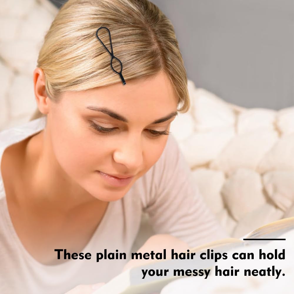 Cinaci 40 Pack 8 Styles Simple Plain Non Slip Black Metal Hair Clips Barrettes Bobby Pins Hair Accessories For Women Girls (Blac