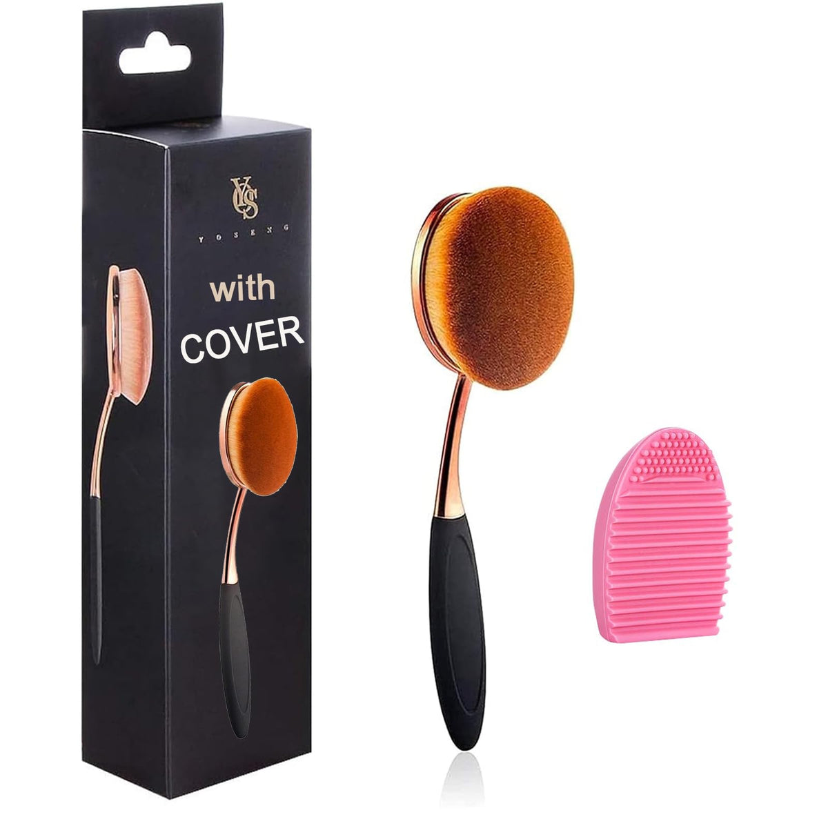 Large Rose Gold Foundation Contour Round Toothbrush Dust Free Oval Makeup Brushes Ink Blending With Dustproof Cover Brush Egg Cl
