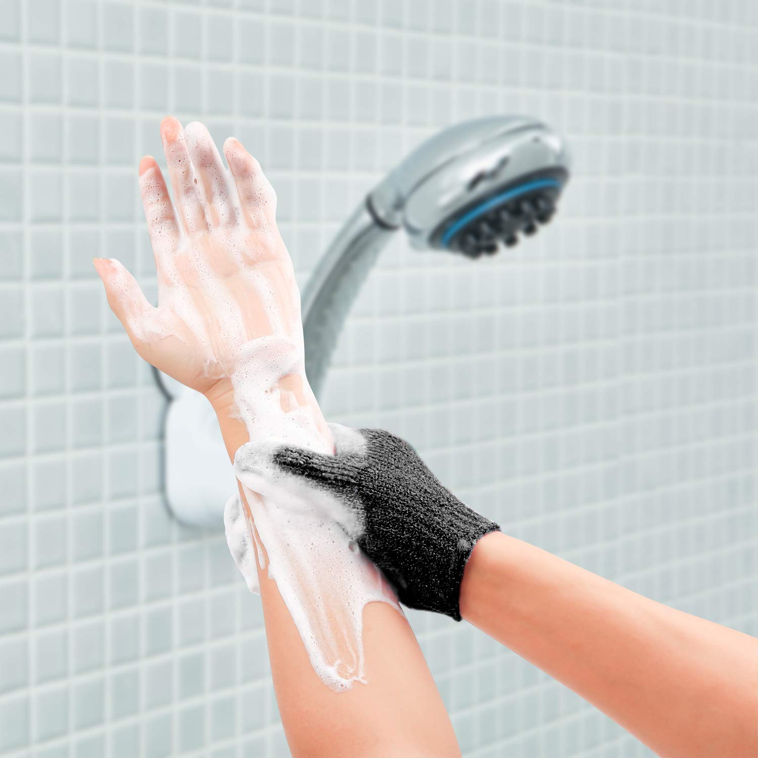 10Pairs Exfoliating Gloves - Premium Black Double Sided Scrub Wash Mitt For Bath Or Shower - Luxury Spa Exfoliation Accessories