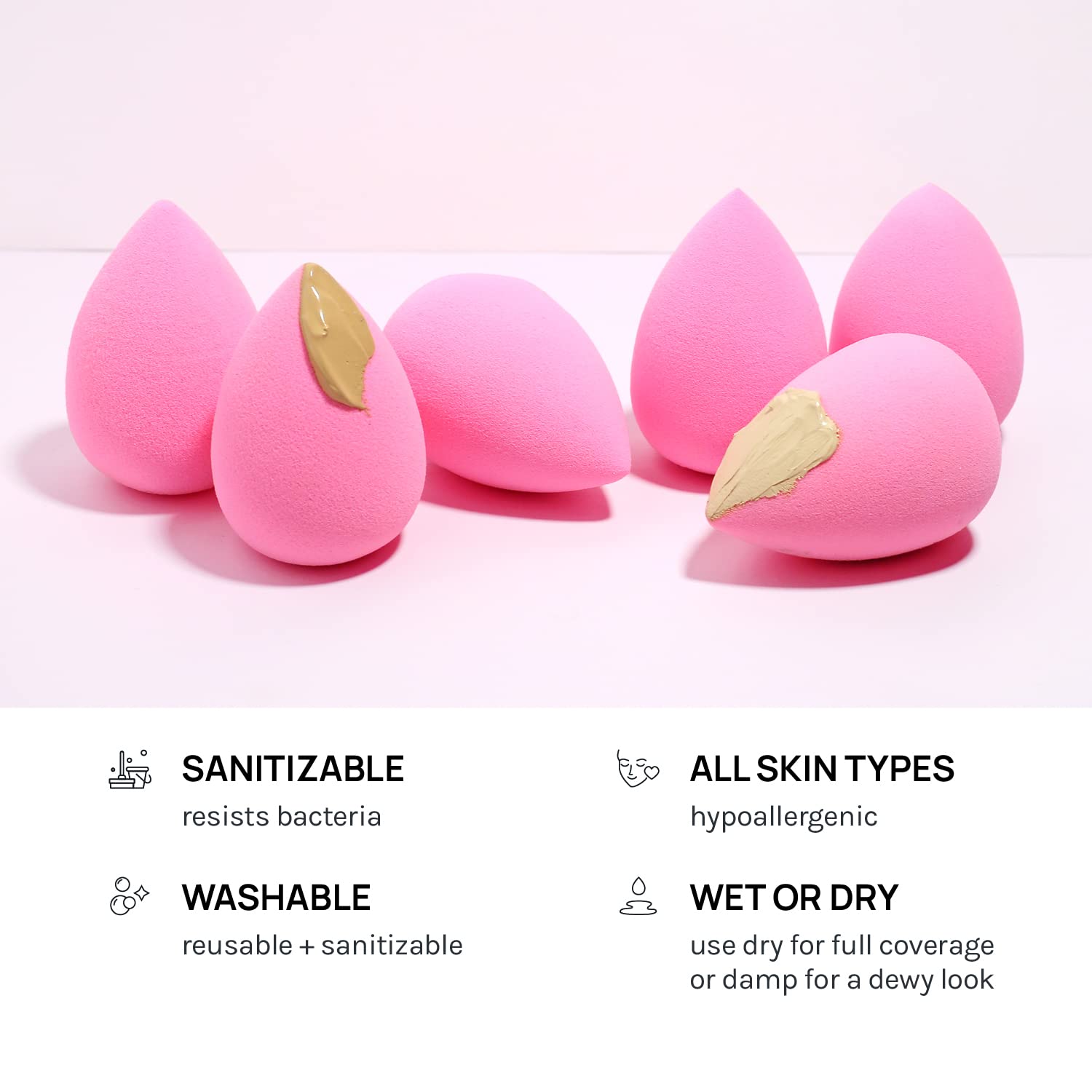 Aoa Studio Collection Makeup Sponge Set Latex Free And High-Definition Set Of 6 Makeup Wonder Blender For Powder Cream And Liqui