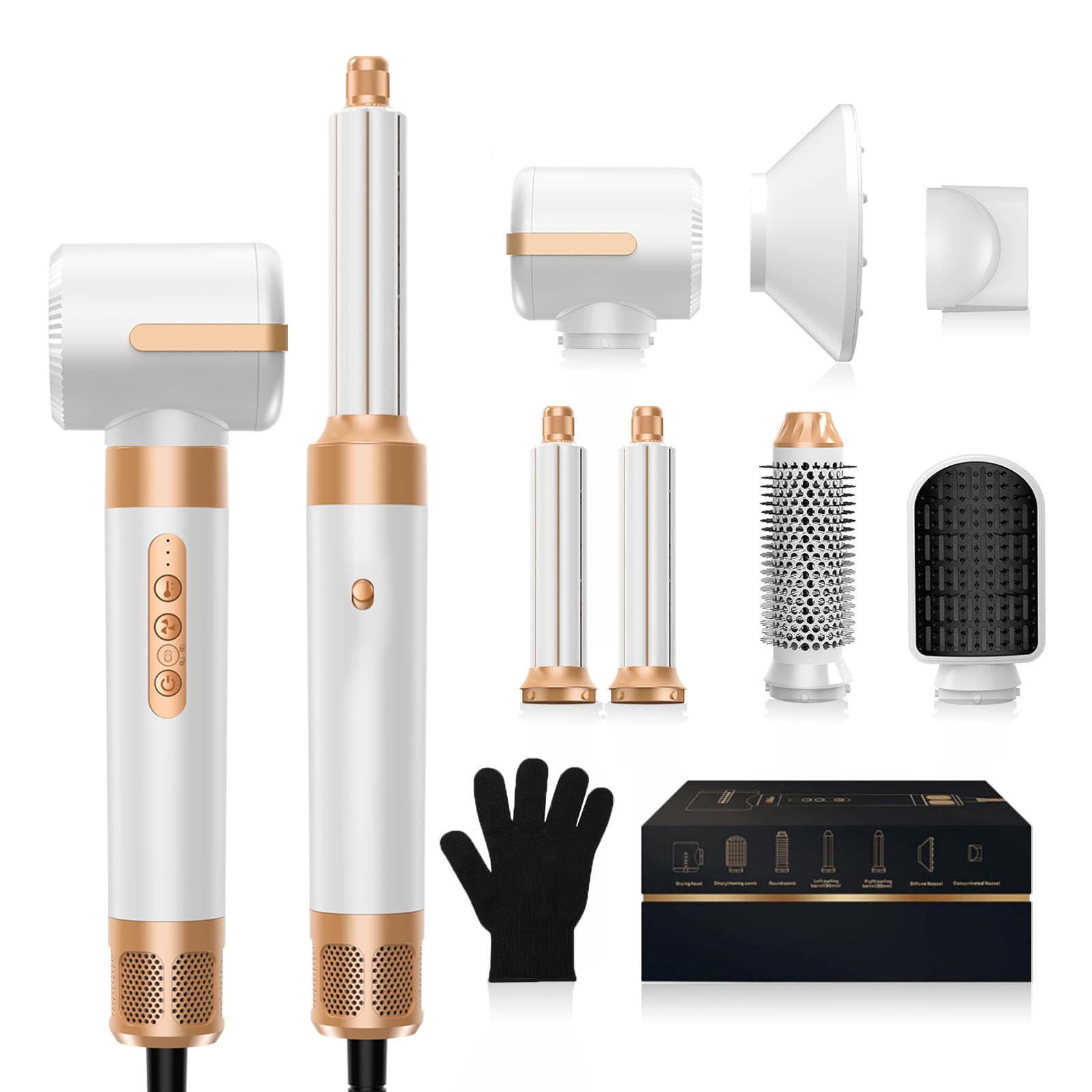 Hair Dryer Brush,Blow Dryer Brush with Attachments,110000 RPM Curly Twist 7 in One Air Style, Professional Ionic Hair Styling To