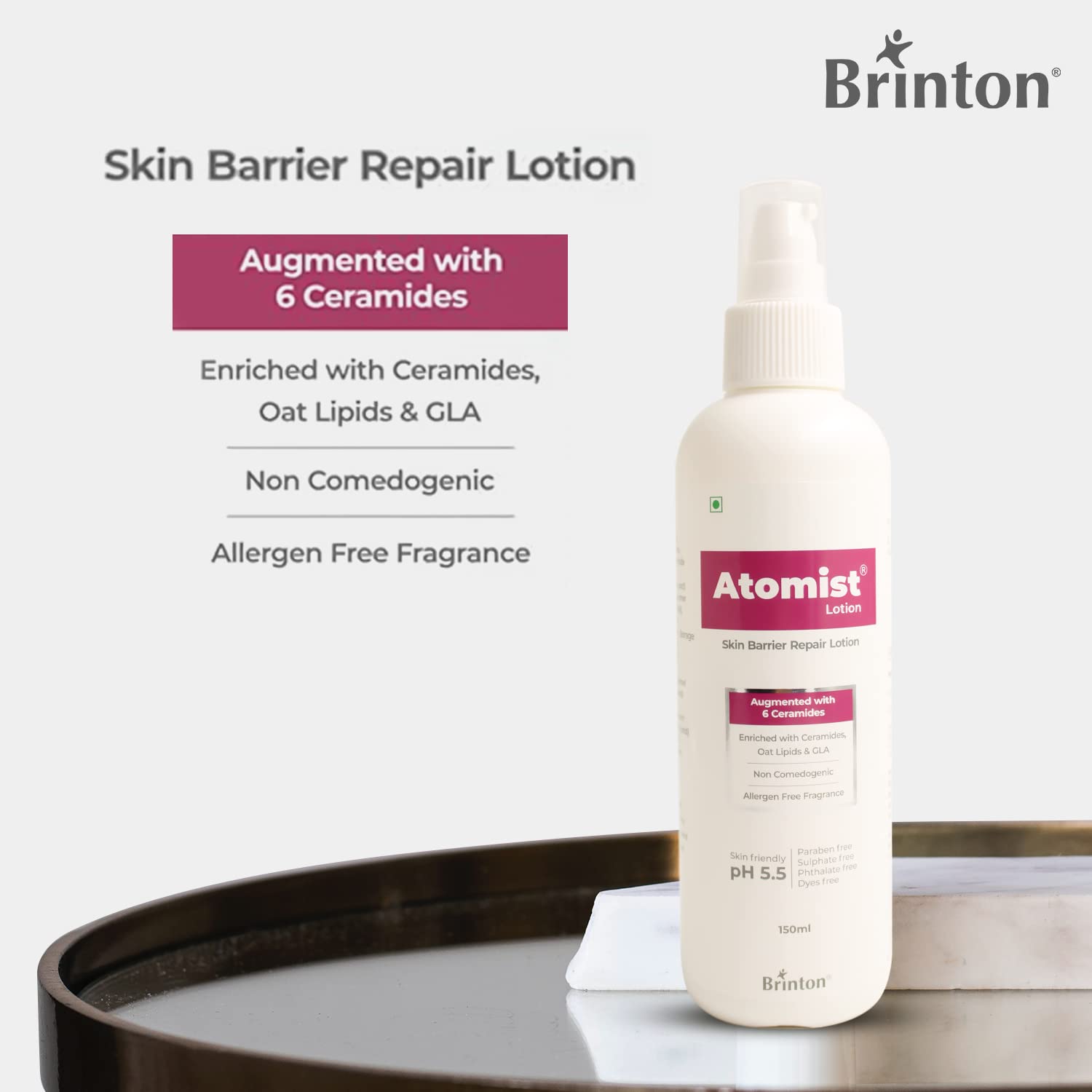 Brinton Atomist Skin Barrier Repair Lotion | Enriched with Ceramides Oat, Lipids and GLA - 150 Gm
