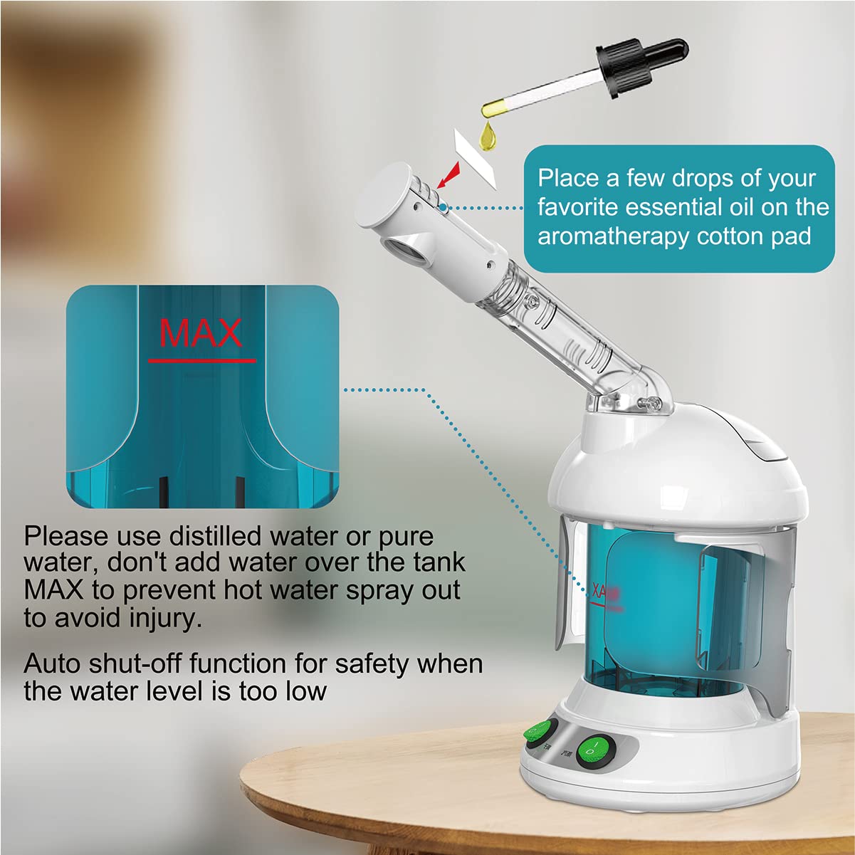 KINLITO Facial Steamer - Ozone Steamer with 360 Rotatable Arm - 40 Min Steam Time - Humidifier - Unclogs Pores - Blackheads - Po