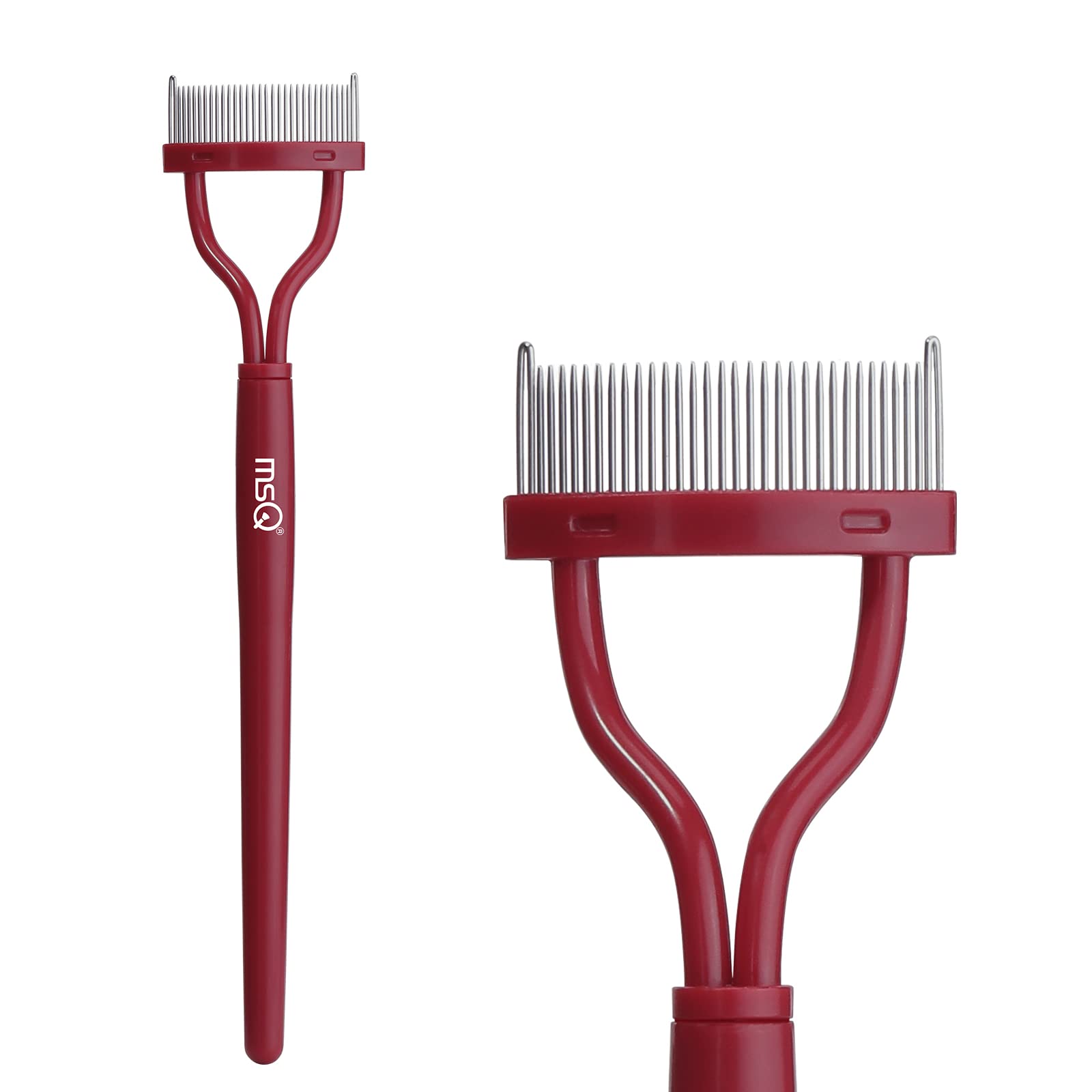Eyelash Comb MSQ Eyelash Separator Mascara Applicator Eyelash Definer With Comb Cover Arc Designed Cosmetic Brushes Tool Red (1P