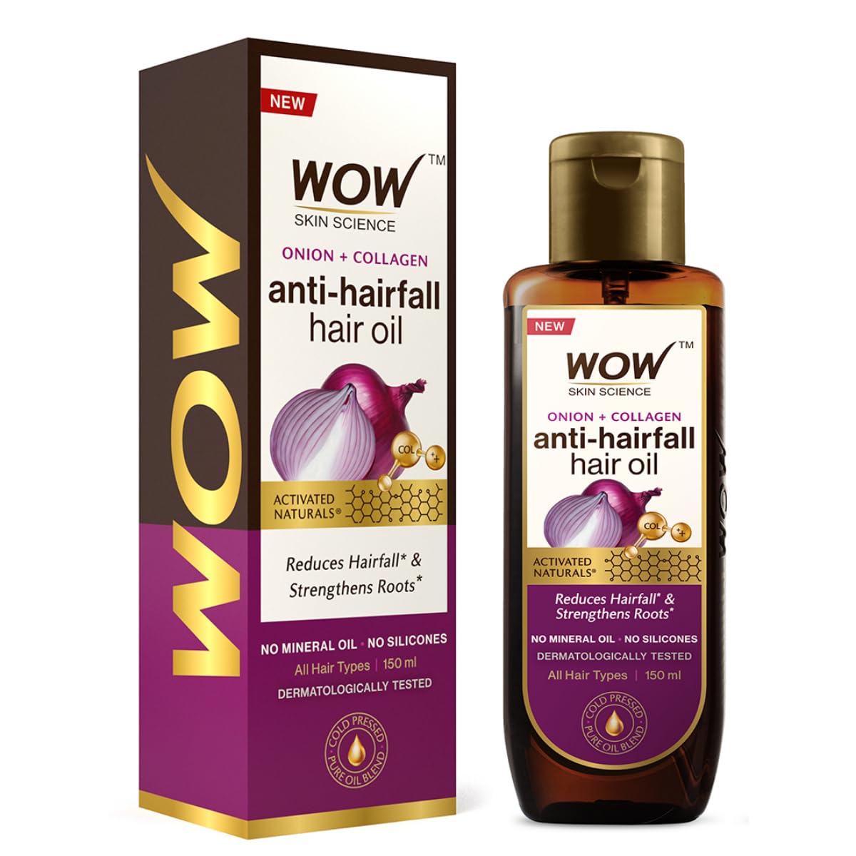 Wow Skin Science Onion Hair Oil For Hair Fall Control & Helps Promote Hair Growth - With Cold-Pressed Onion Black Seed Oil Extra
