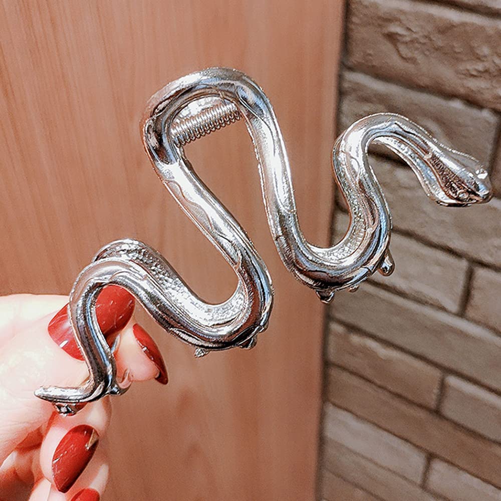 1Pcs Snake Hair Claw Clips Metal Silver Hair Clip Exquisite Snake Design Large Claw Clip For Thick Hair Cute Hair Barrettes Hair