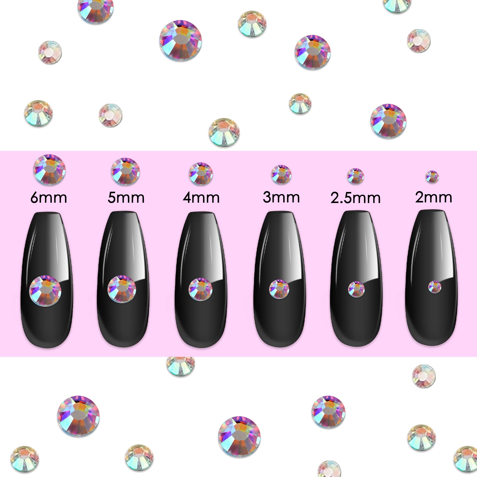Canvalite 1500Pcs Rhinestones Flat Back Gems, Nail Rhinestones Nail Art Gems With Pick Up Tweezers And Rhinestone Picker Dotting