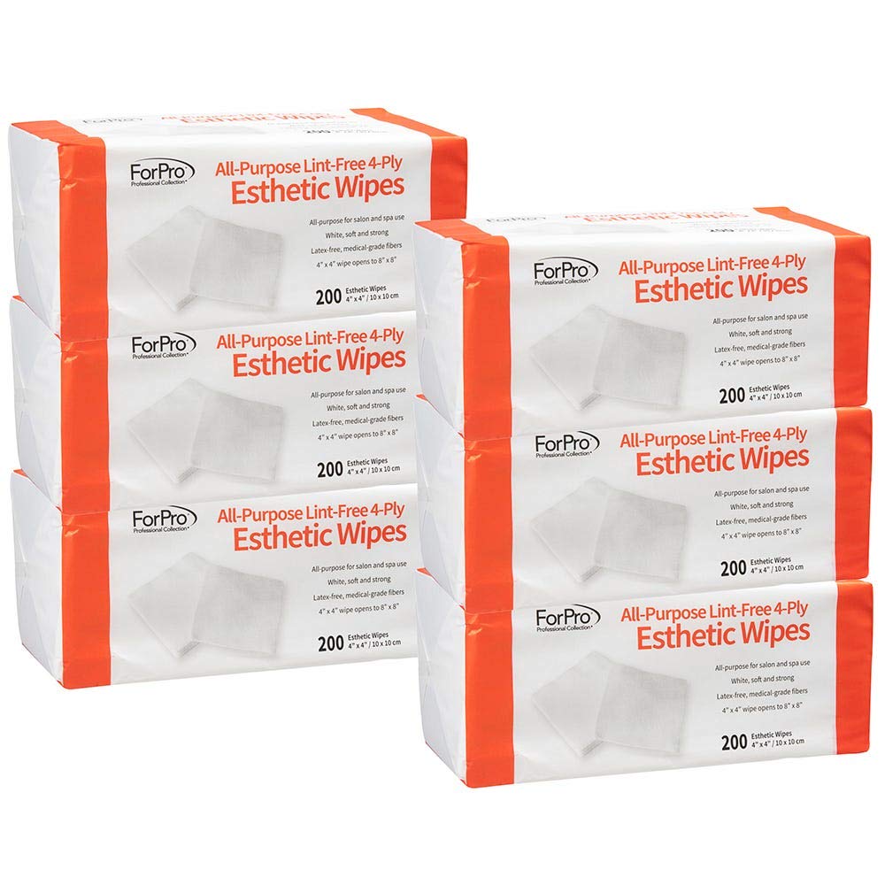 ForPro Professional Collection All-Purpose Lint-Free 4-Ply Esthetic Wipes, for Salon and Spa Use, Soft, Strong and Durable, Late