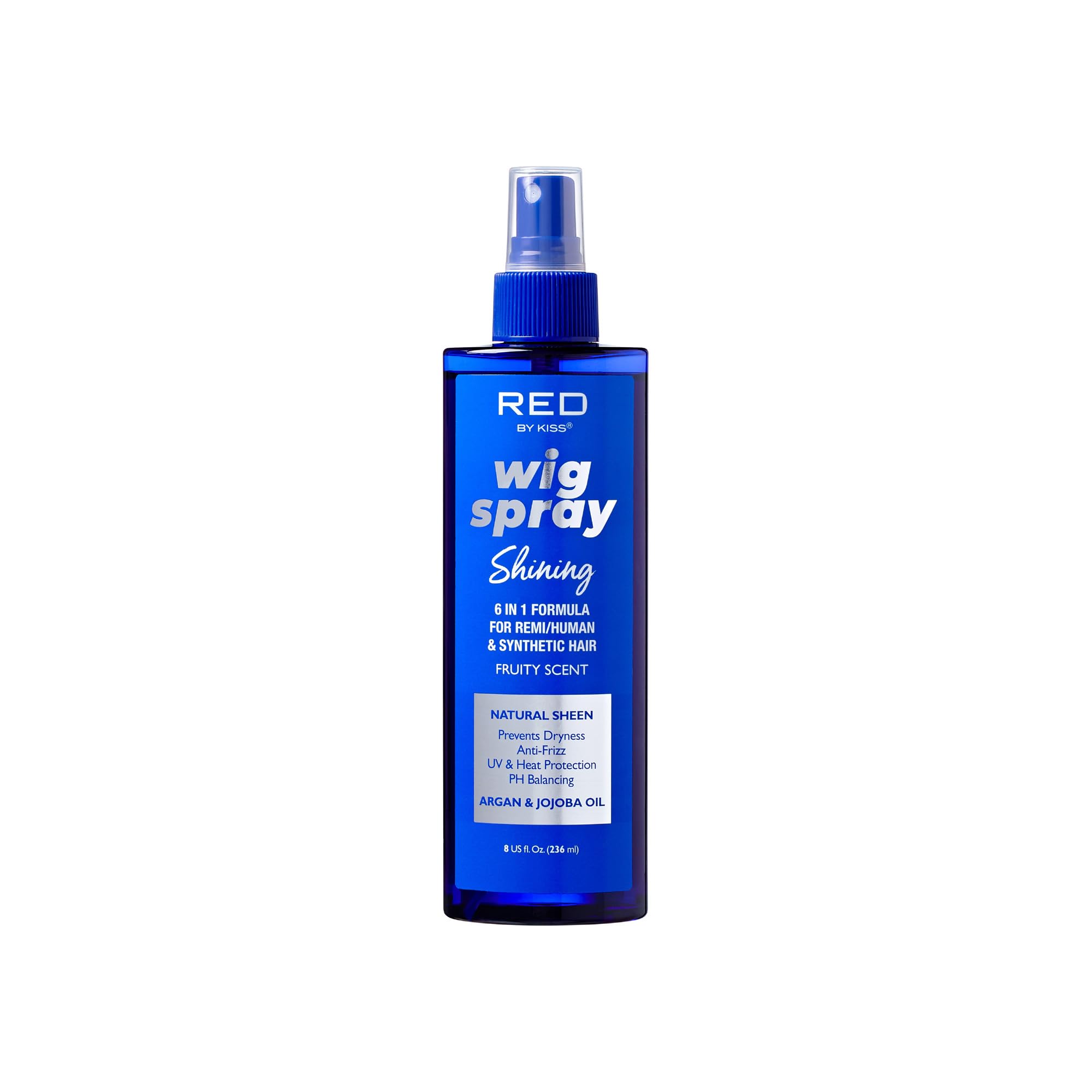 Red by Kiss Wig Spray, Extra Shine & Detangling Control for Remy, Human, Synthetic Hair, UV & Heat Protection, PH Balance & Long