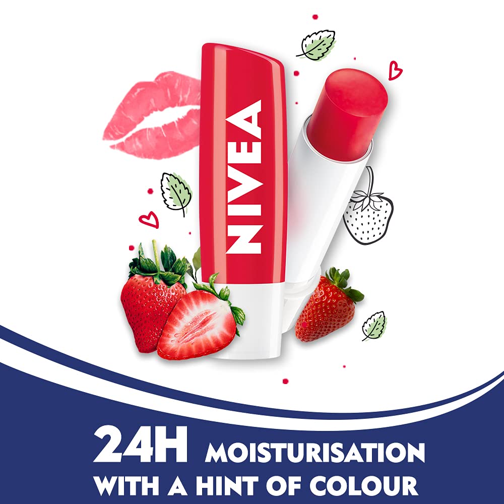 Nivea Lip Care Fruity Shine Strawberry, 4.8G