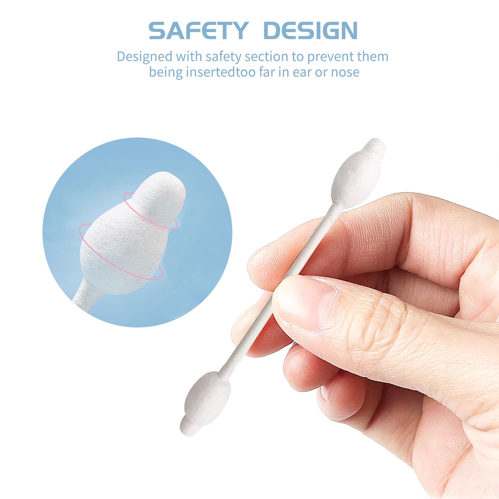 Kids Safety Cotton Swabs With Large Tips For Newborn, Babies,Infants, Kids, Children Baby Cotton Buds With Paper Stick (4 Packs