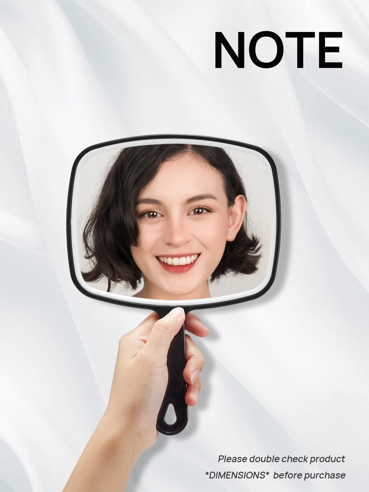 OMIRO Handheld Mirror - Black, 6.6" W x 9.2" L, Glass, Model OMIRO19B001-23NEW