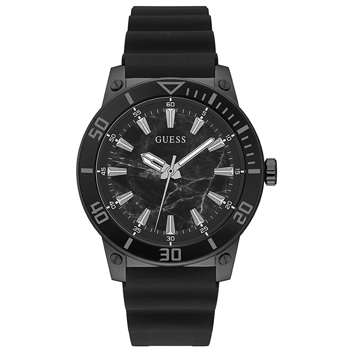 Guess Mens 46 Mm Quartz Black Dial Silicone Analog Watch  Gw0420G3