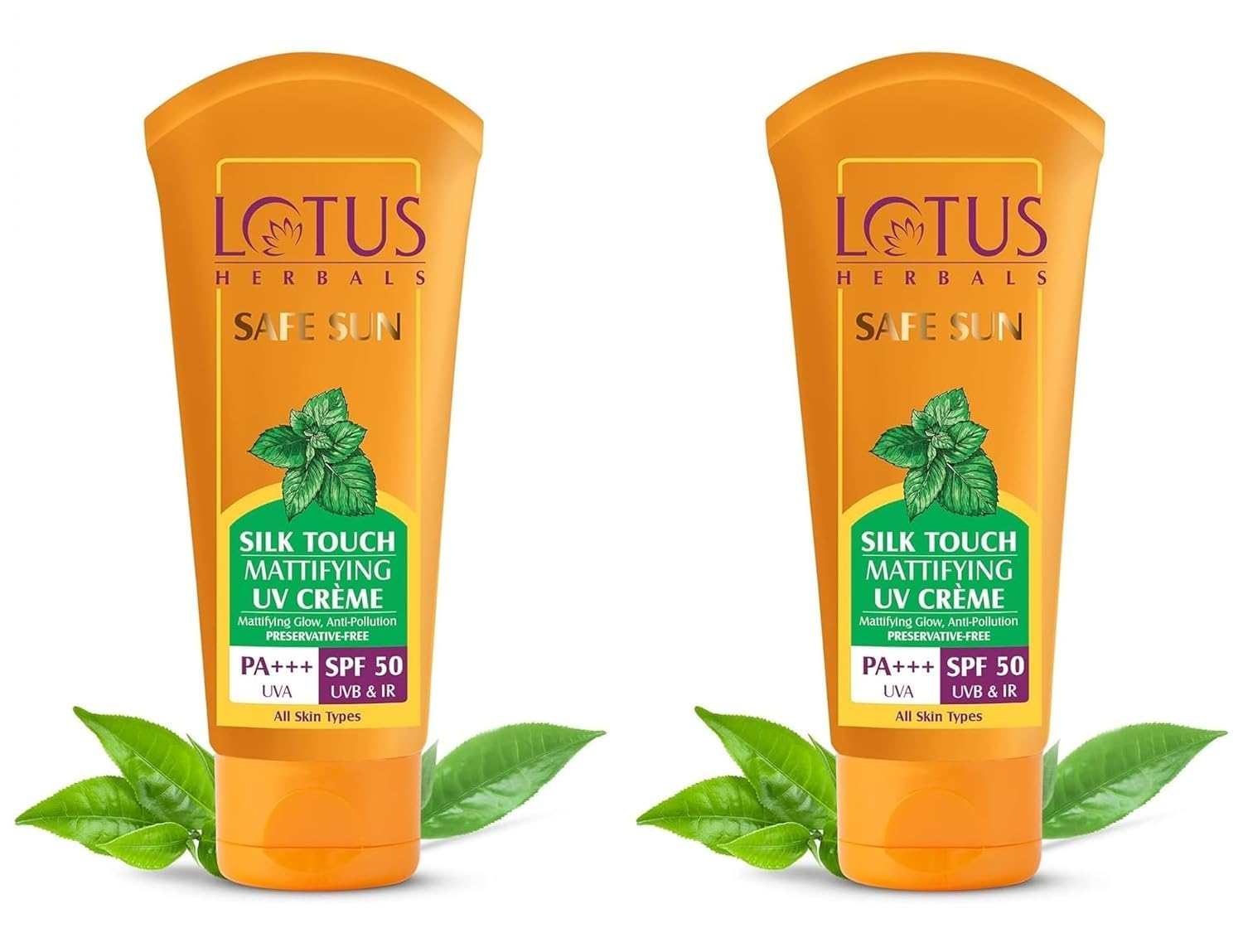 Lotus Herbals Safe Sun Silk Touch Mattifying Uv Screen All Skin Crme Spf 50| Pa+++, 75 G X Pack Of 2