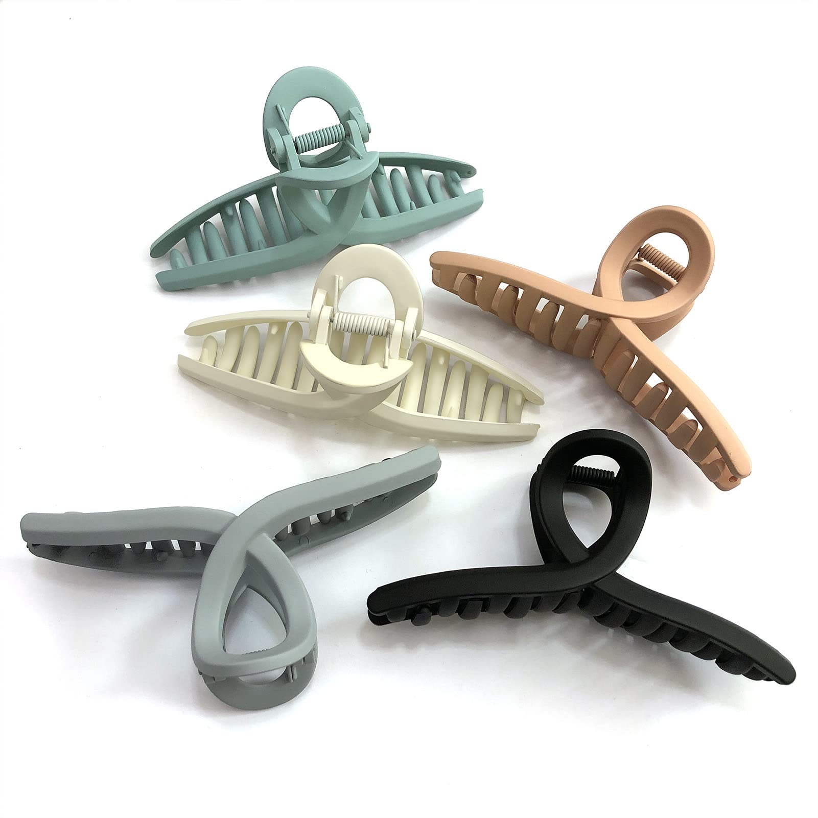 Nalodu 5 Pack Hair Claw Clip Large Matte 4.3 Inch No Slip Big Butterfly Jaw Clips Clamp Assorted Colors for Thin Fine Medium Thi