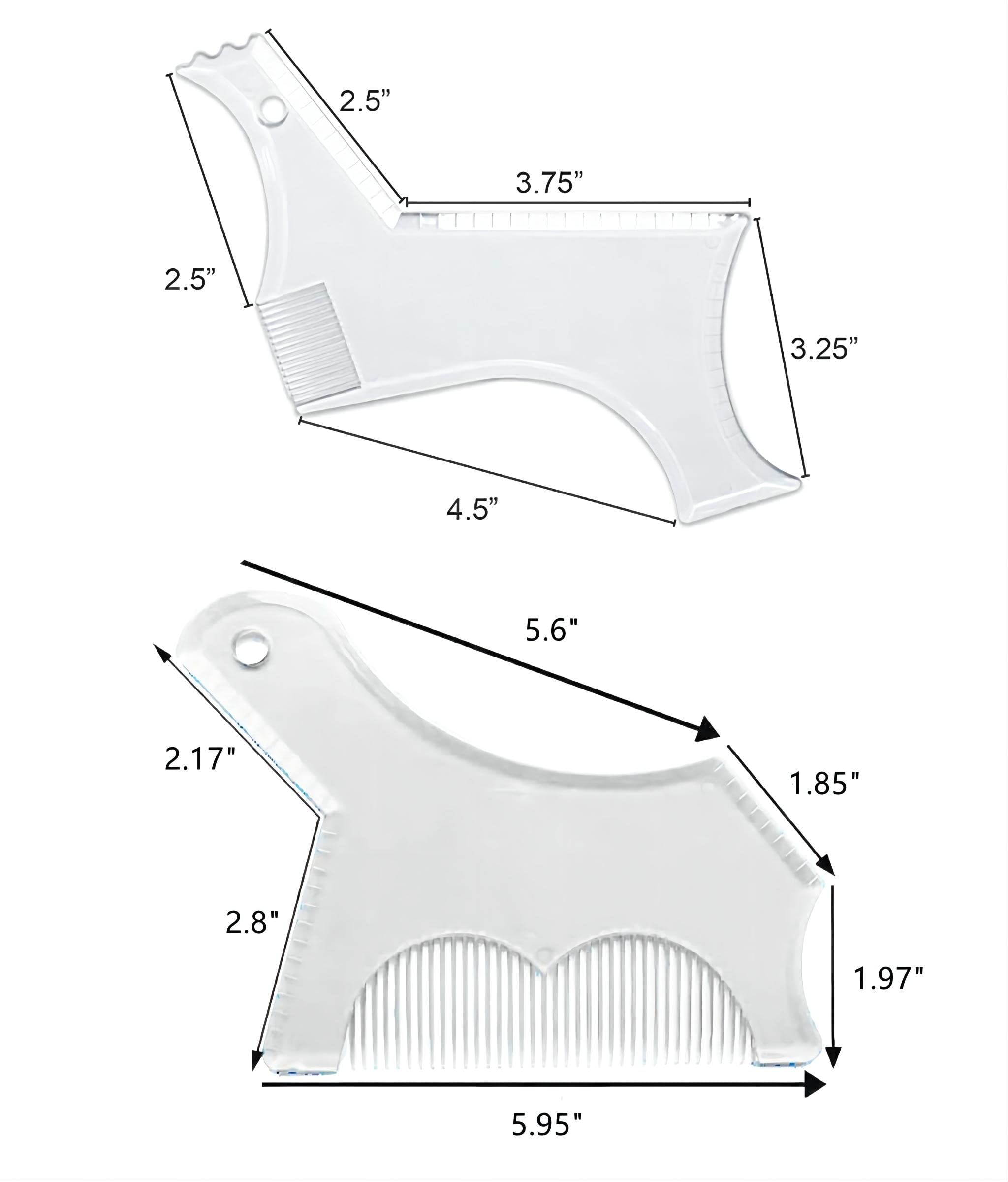 Men's Beard Shaping Tool With Inbuilt Comb Transparent Template Styling Comb Templates for Goatee Mustache Sideburns, Jaw Cheek/
