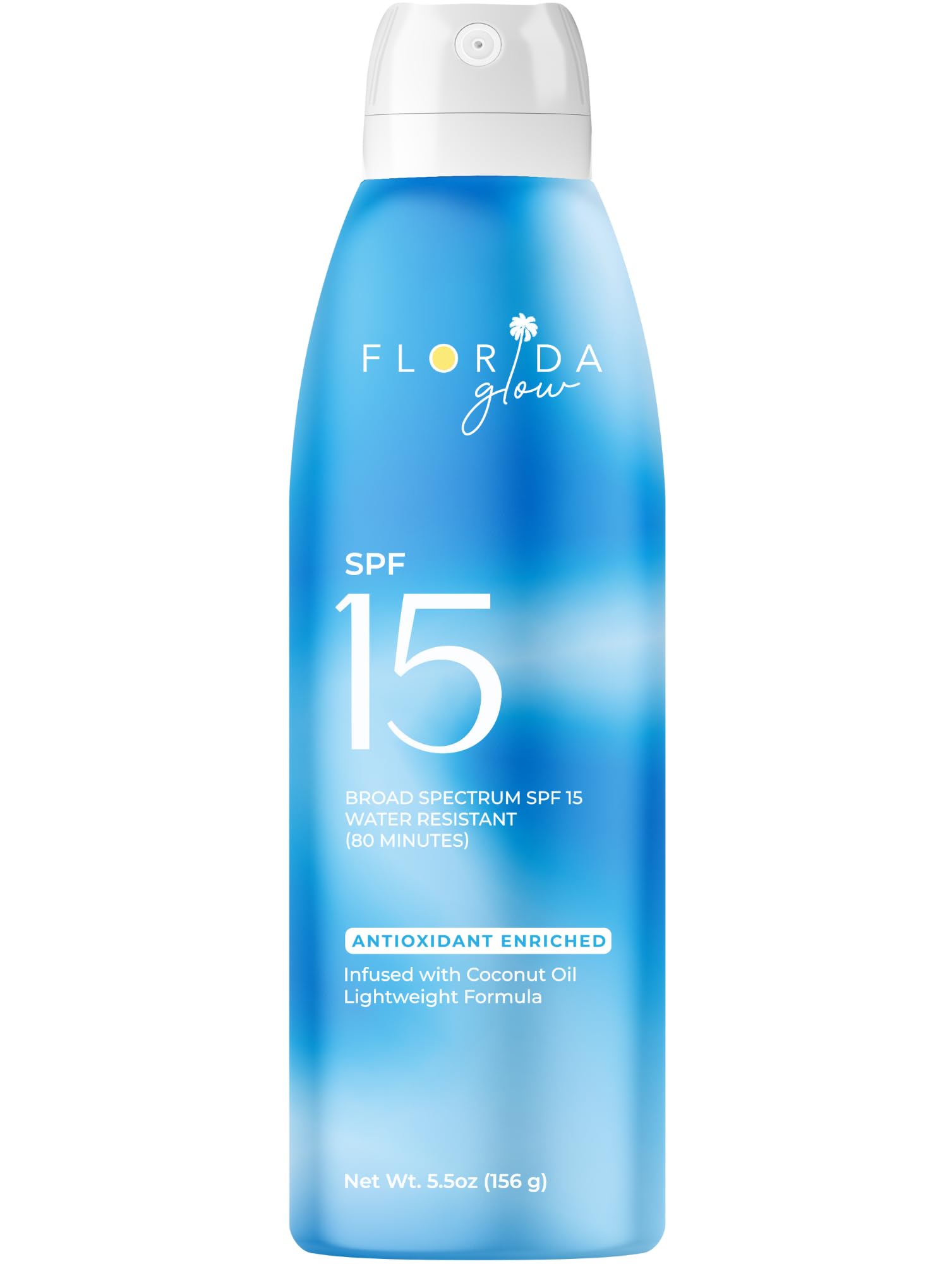 Sunscreen Spray By Florida Glow - 1 Pack Reef Friendly Spf 15 Water Resistant Sunblock For Sun Skin Care & Protection - 100% Sun