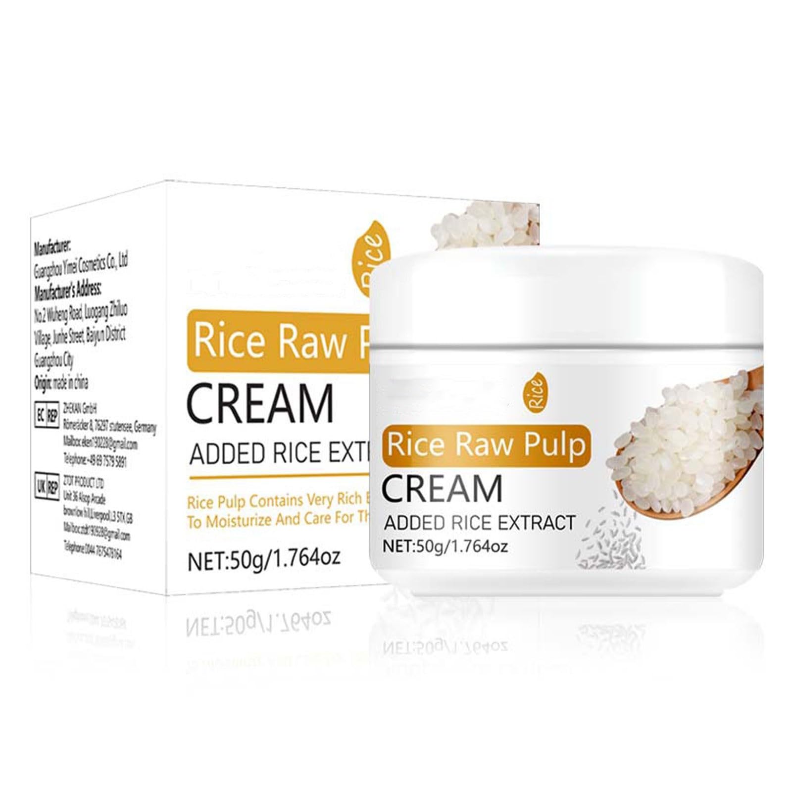 BSMKCL Rice Cream for Face, Rice Raw Pulp Essence Face Cream Anti Aging Face Moisturizer Face Cream Daily Skincare Moisturizing 