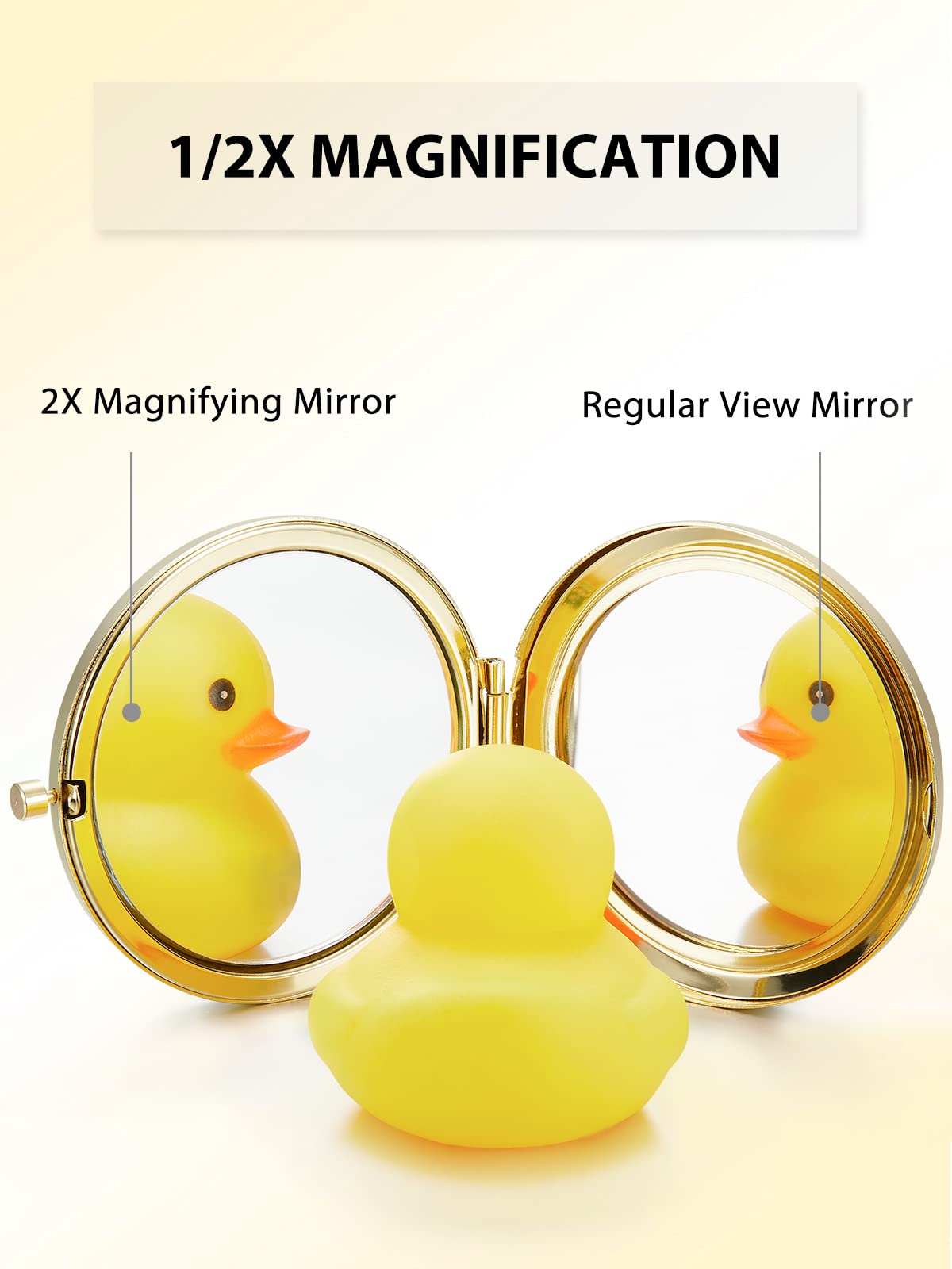 Getinbulk Compact Mirror Bulk, Set Of 2 Double-Sided 1X/2X Magnifying Purse Pocket Makeup Mirrors(Round, Gold)