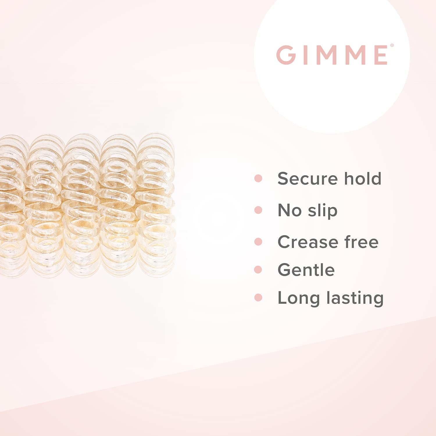 Gimme Beauty - Spiral Bands - Transparent Hair Accessories for All Hair Colors - No Crease Coil Hair Ties - Strong Grip Without