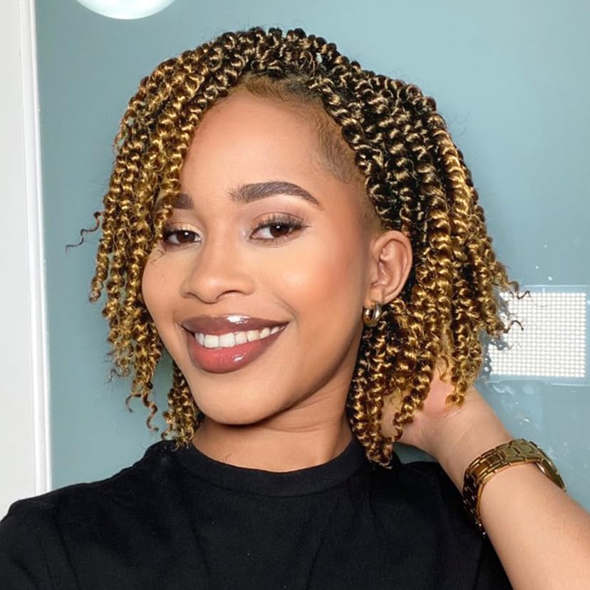 Passion Twist Crochet Hair 8Inch Passion Twist Hair 8 Packs Pre-Twisted Short Passion Twist Crochet Hair for Black Women Soft Pa