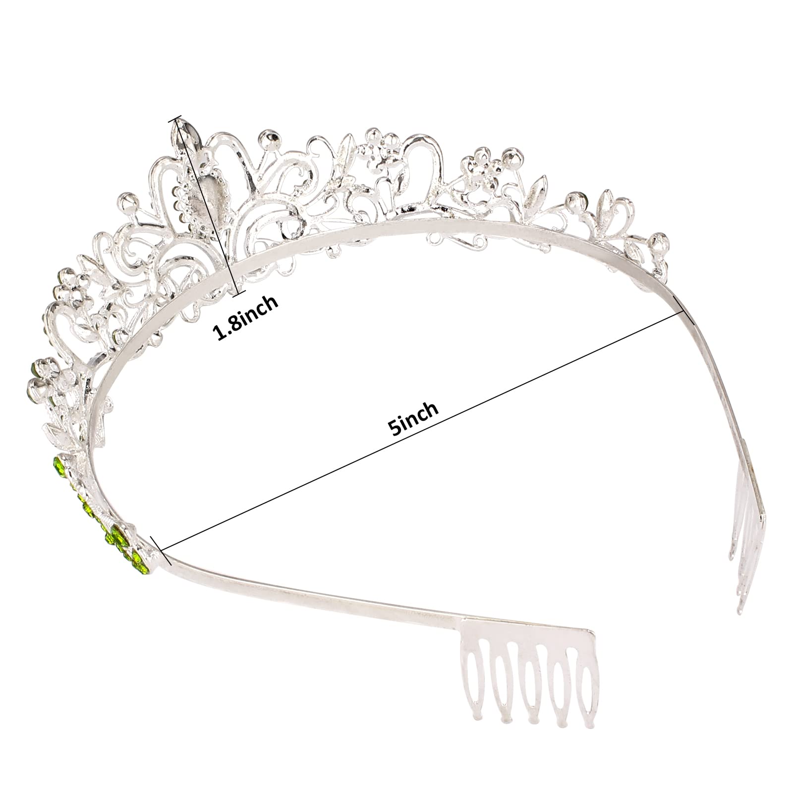 Cocide Green Tiara And Crowns For Women Crystal Headband Princess Rhinestone With Combs Bride Hairpiece Bridal Wedding Prom Birt