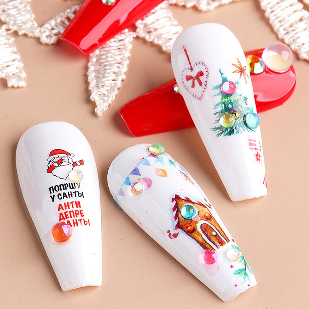 Christmas Nail Stickers Snowflake Nail Art Water Decals Transfer Foils For Nails Supply Snowman Reindeer Santa Claus Bell Tree S