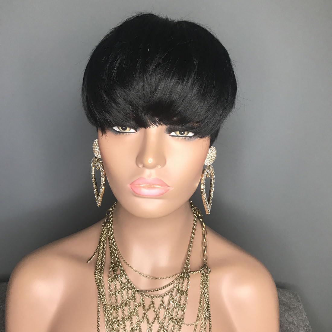 Hotkis Short Pixie Cut Wig Human Hair Short Wigs Human Hair For Black Women Short Straight Pixie Cut Human Hair Wigs With Neat B