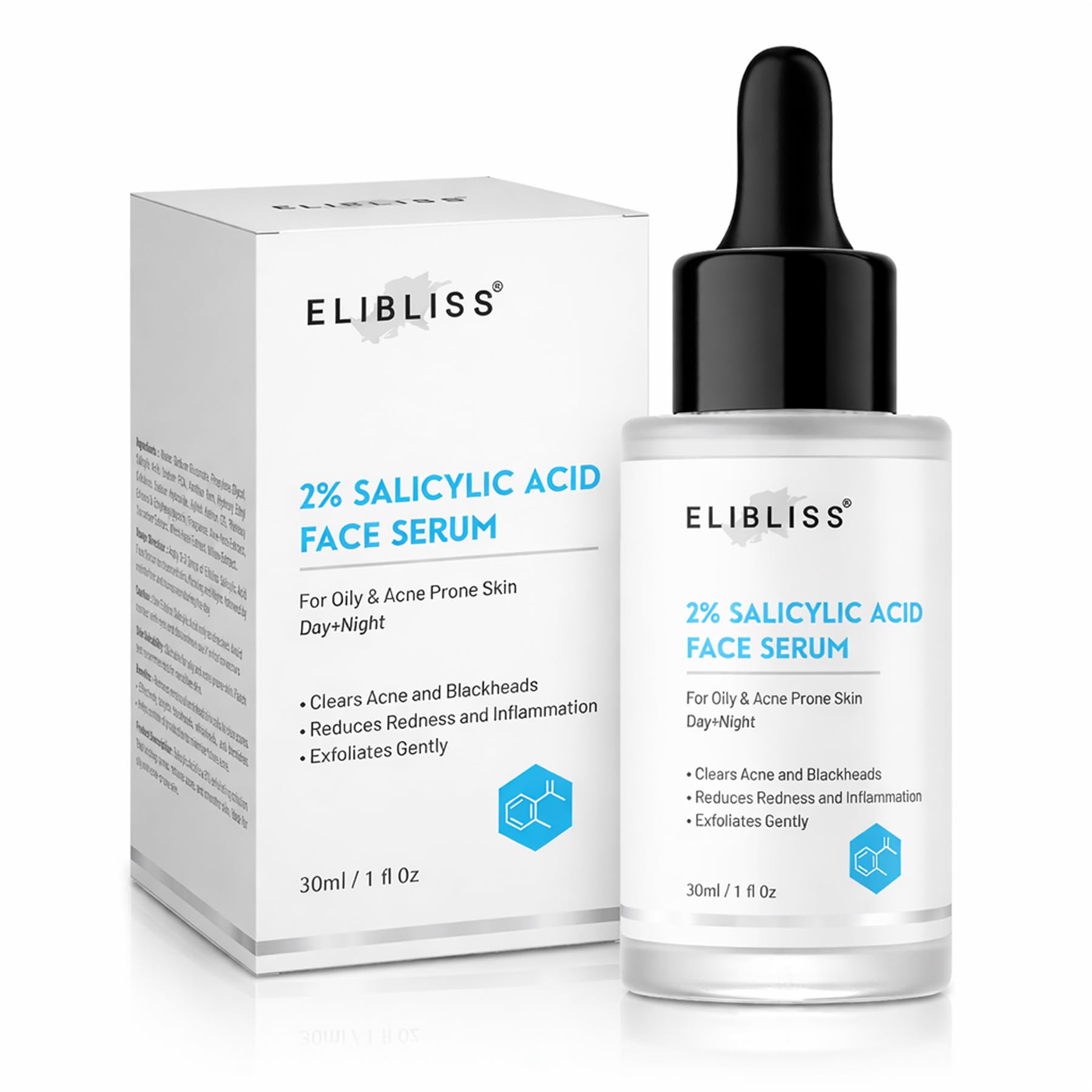 Elibliss 2% Salicylic Face Serum With Niacinamide & Hyaluronic | Lightweight Daily Facial Serum For Healthy Looking Skin | 30Ml