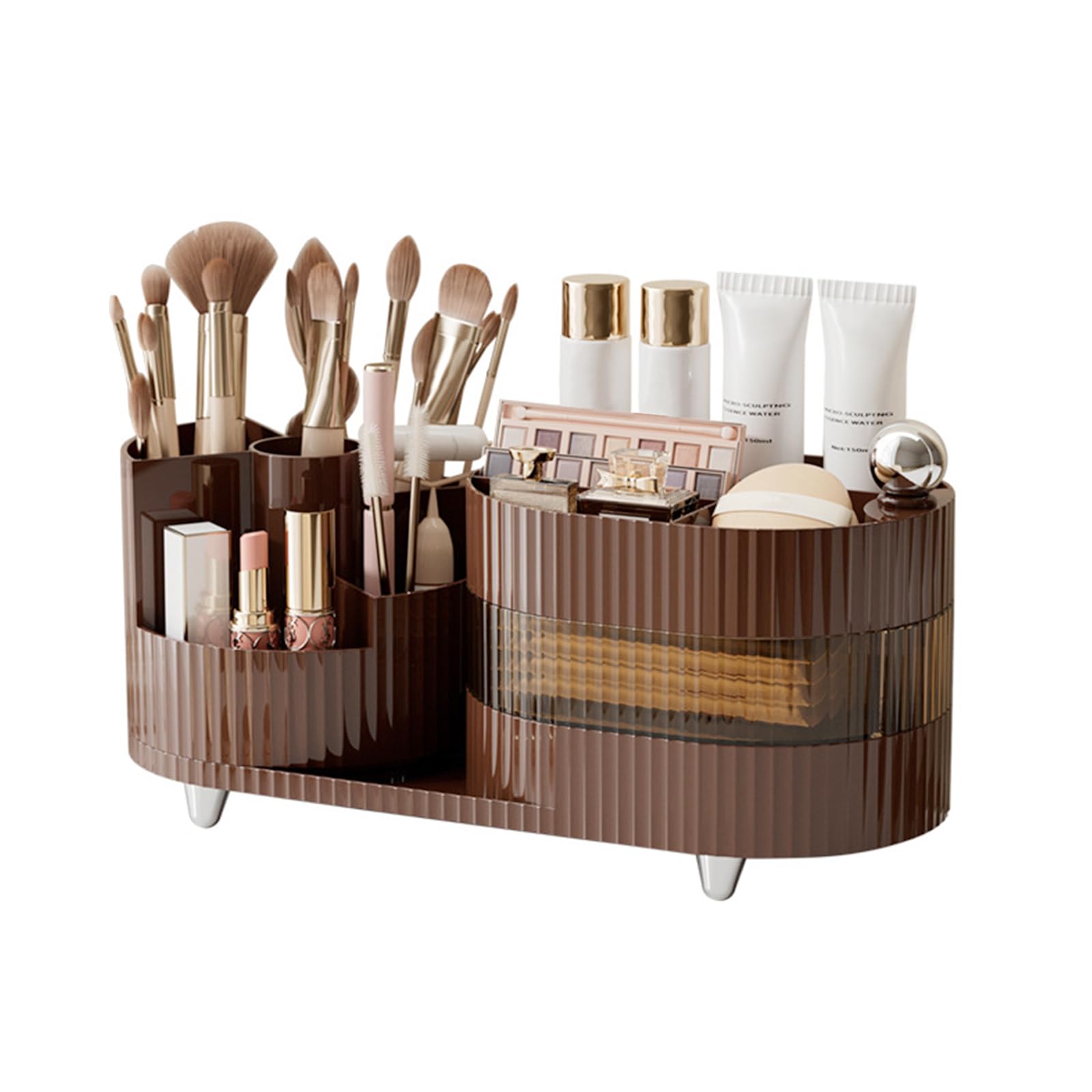 Dasiton Makeup Organizer Countertop,360 Rotating Makeup Brush Holder Organizer,Large Capacity Cosmetic Display Case With Drawers