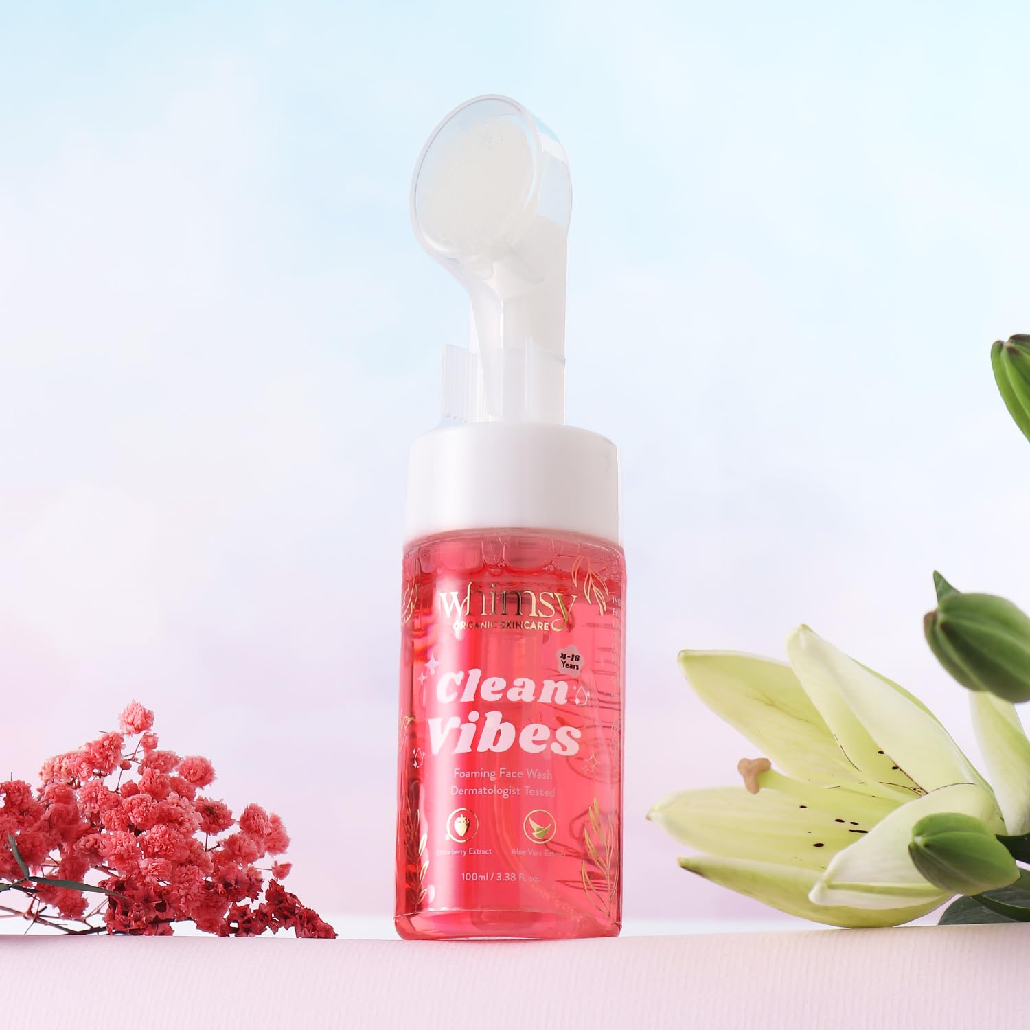 Whimsy Beauty Foaming Face Wash For Kids | Gentle Daily Cleanser With Aloe Vera, Strawberry And Vitamin B3 | Tear Free, Non Dryi