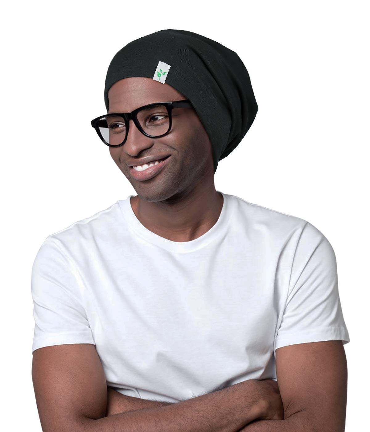 Winitas Silk Satin Bonnet For Mens With Curly Hair Adjustable Black