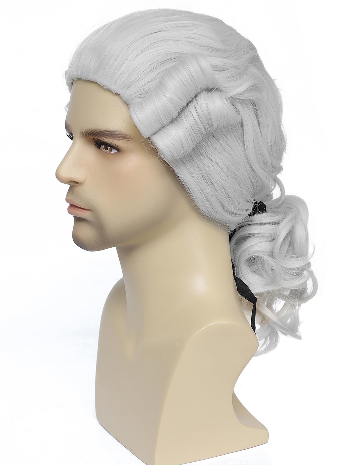 Judge Colonial Wig for Men Funny Wigs Washington Halloween Costume Cosplay Wig Crazy Wigs Mens Wig (Gray)