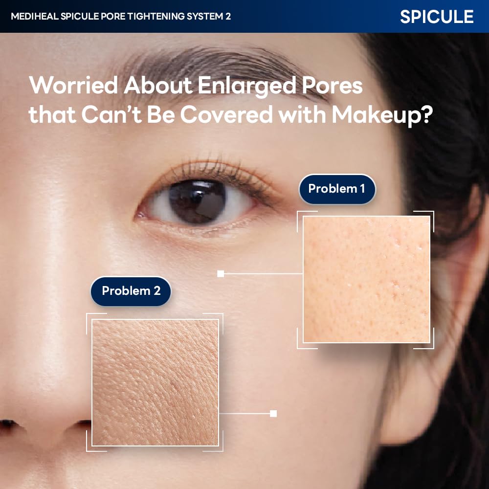 Mediheal Collagen Spicule Pore Care System 4 Pcs - Serum & Gel Mask Set. 3,000 Ppm Purity Spicule & Micro Collagen Included. 2-S