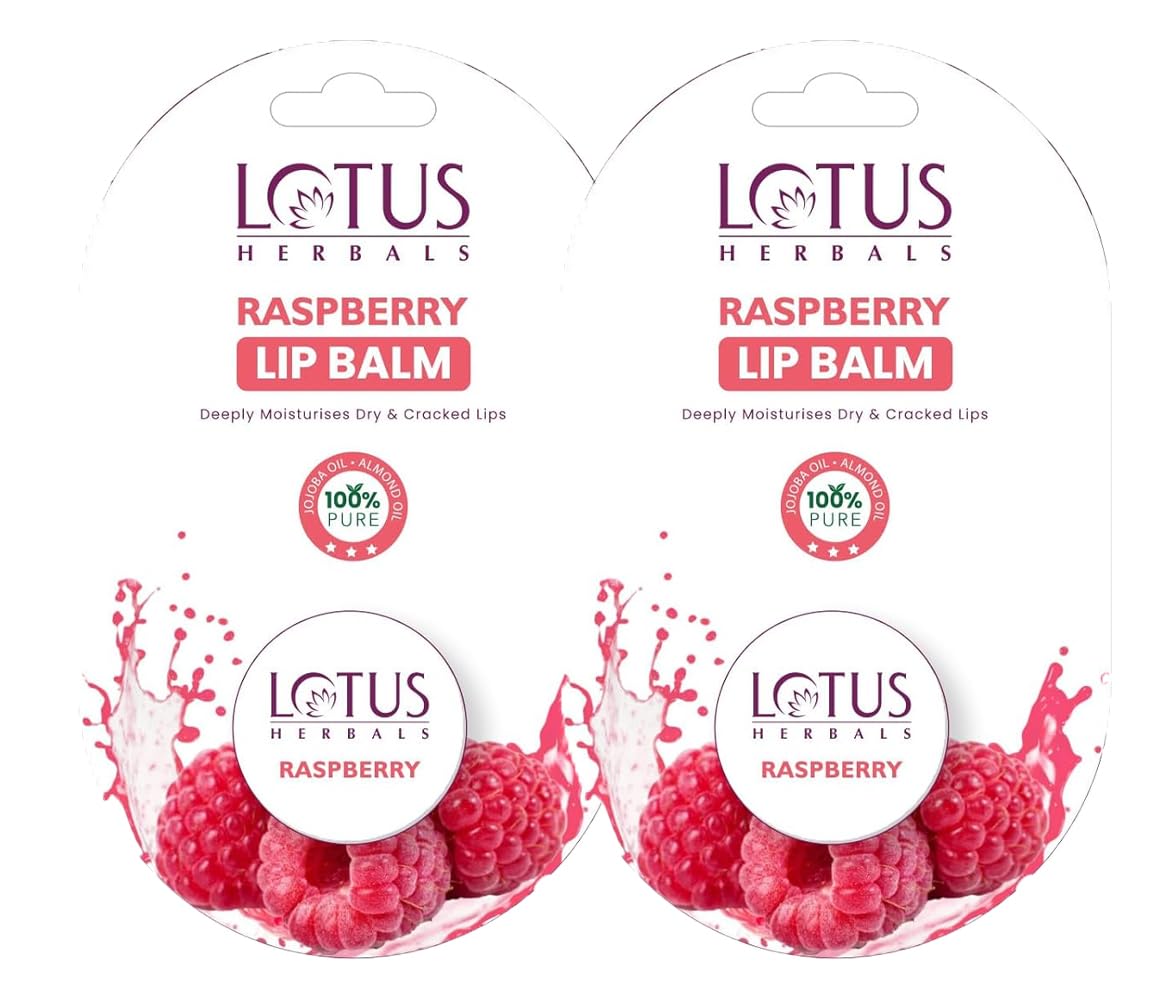 Lotus Herbals Lip Balm  Raspberry | For Dry & Cracked Lips | 5G (Pack Of 2)