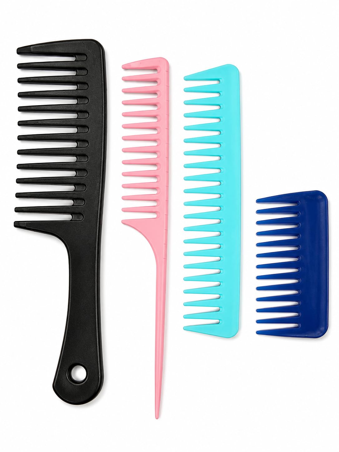 4 Pack Wide Tooth Comb Set for Curly Thick Hair, Detangling Combs