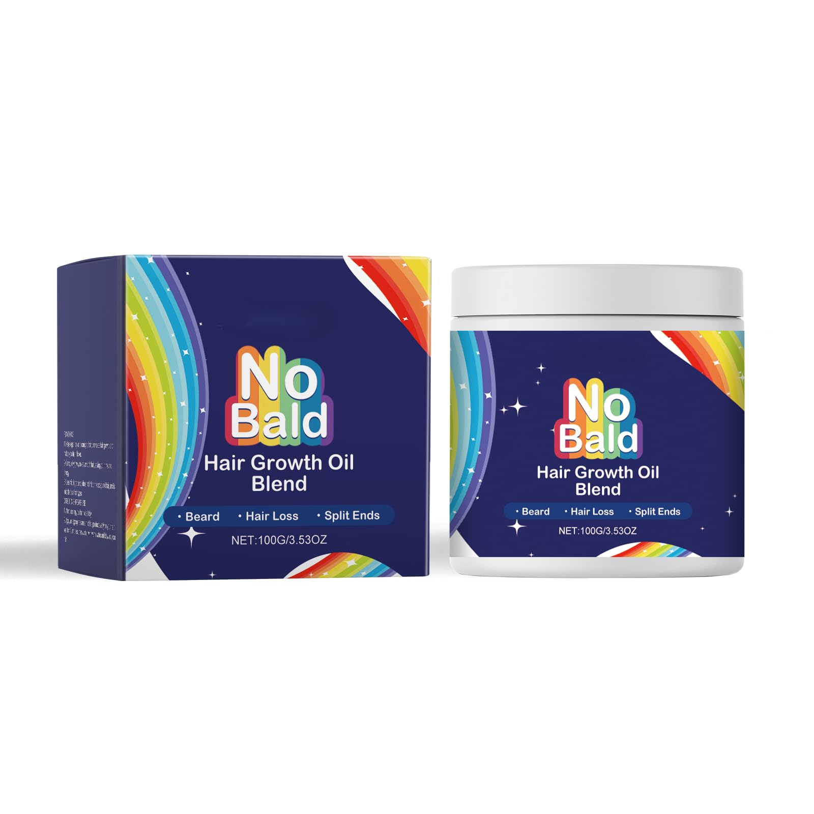 No Bald Hair Growth Oil Blend with Coconut Oil, Shea Butter, and Polydimethylsiloxane, for Hair Loss, Split Ends, and Beard, 3.5