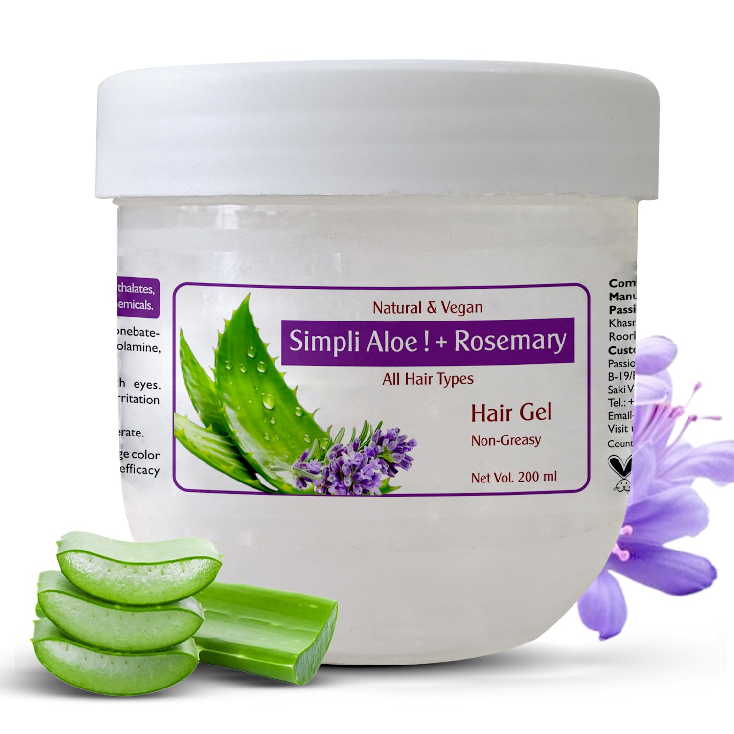 Passion Indulge Simpli Aloe+ Rosemary Hair Gel 200Ml | Infused With Aloe Vera & Rosemary Oil For Stronger, Healthier Hair | All 