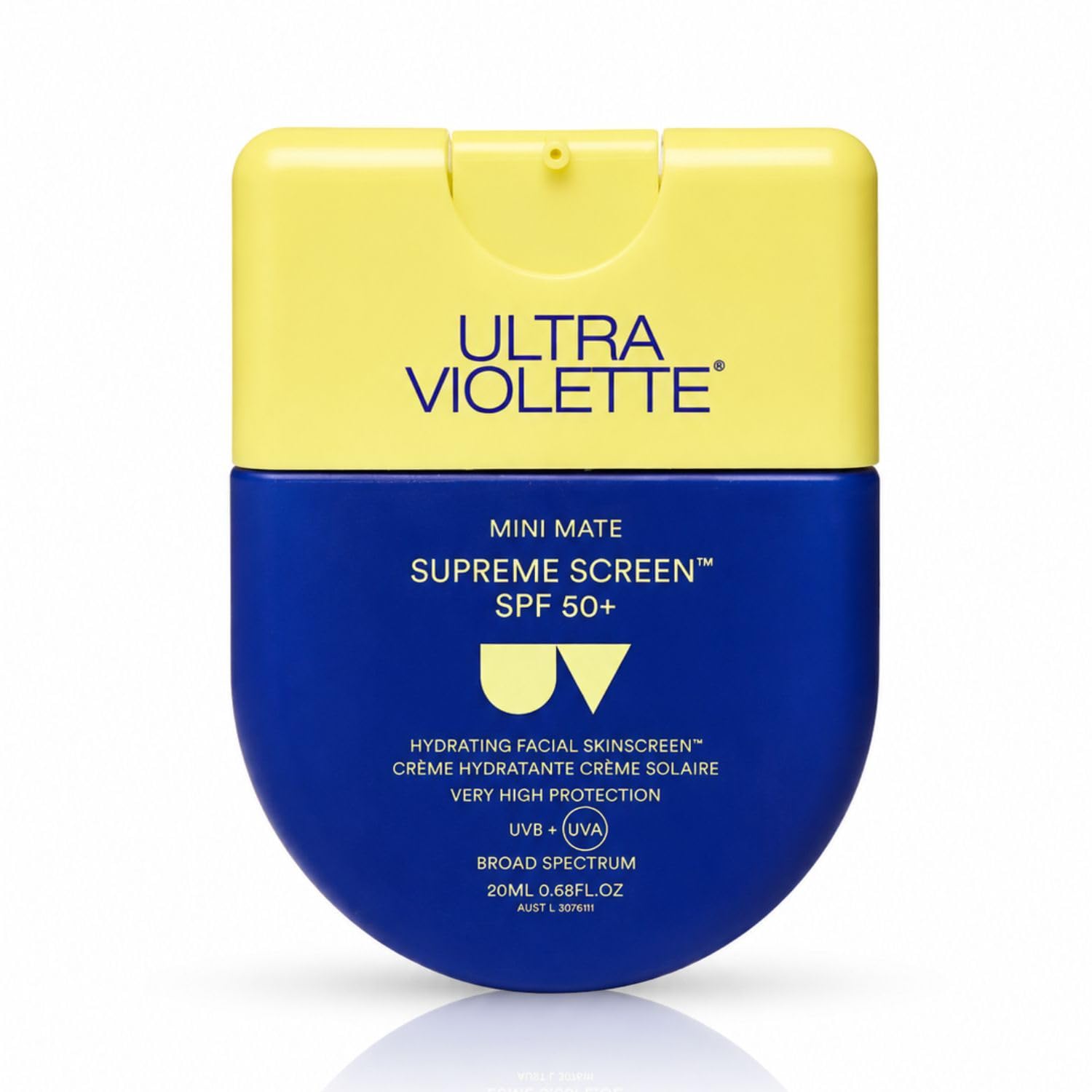 Ultra Violette Supreme Screen SPF 50 Mini Facial Sunscreen Moisturizer & Primer Hydrating UV Protection Lightweight Finish, 0.68