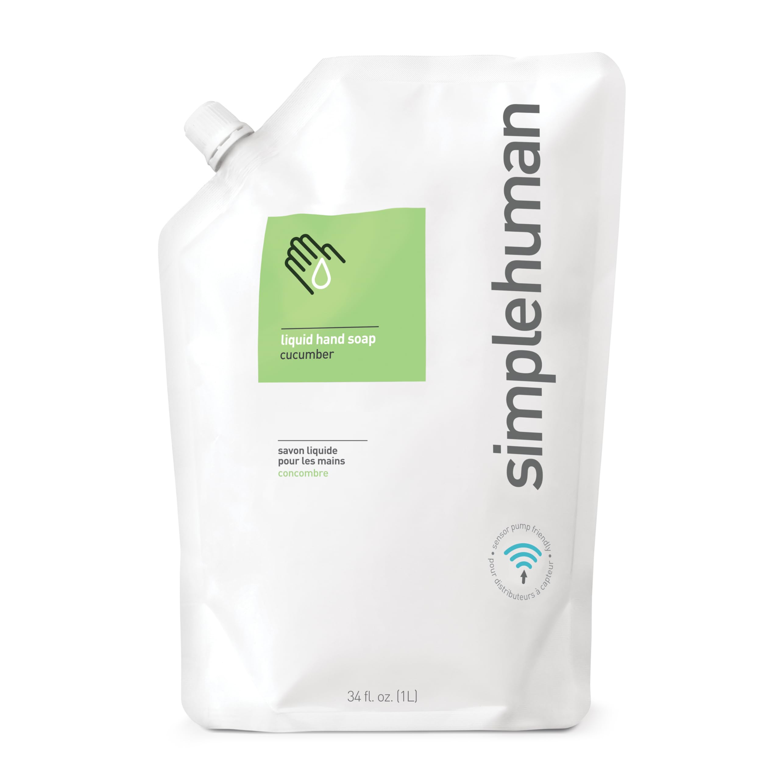 Simplehuman Moisturizing Liquid Hand Soap Refill Pouch, 34 Fl Oz (Pack Of 1), Cucumber