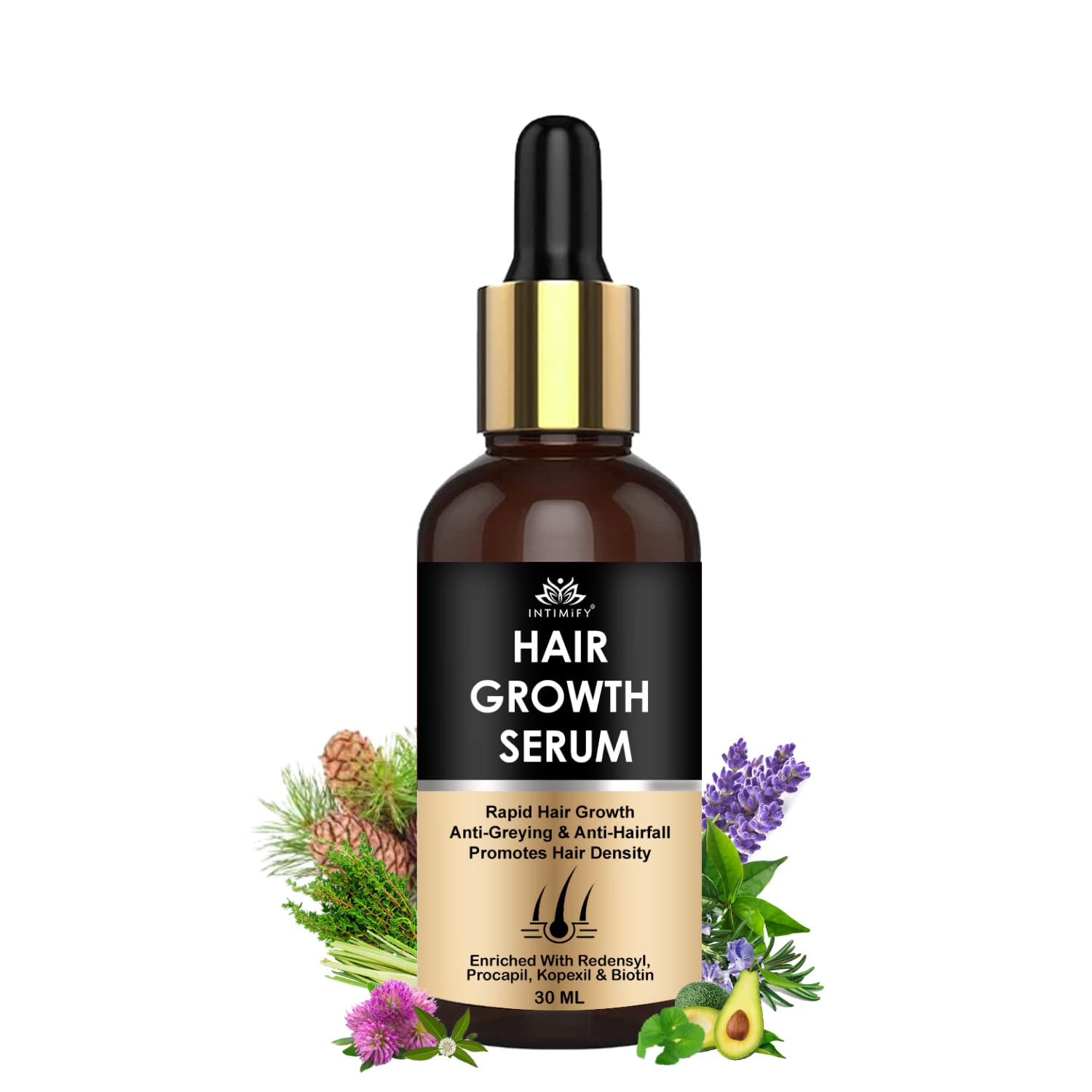 Intimify Hair Growth Serum With Procapil, Redensyl, Bhringraj And Biotin For Men & Women 30 Ml