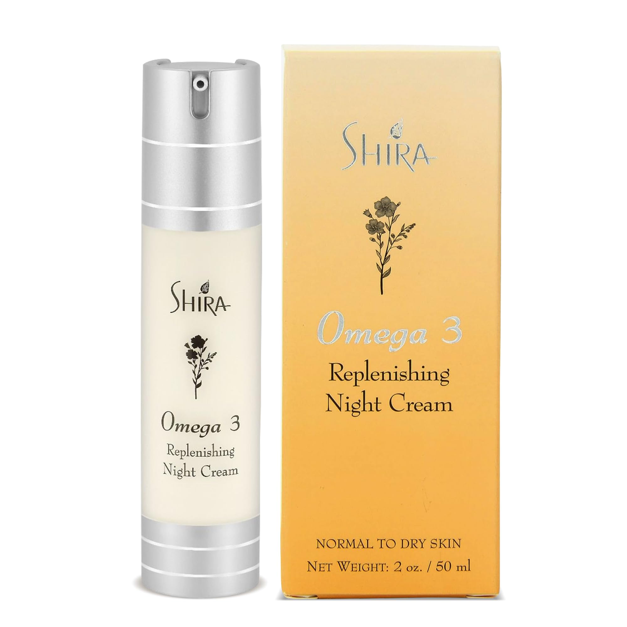 Shira Omega 3 Replenishing Night Cream (2oz) Rich Moisturizing Night Cream for reduced chronic dryness and smooth plump nourishe