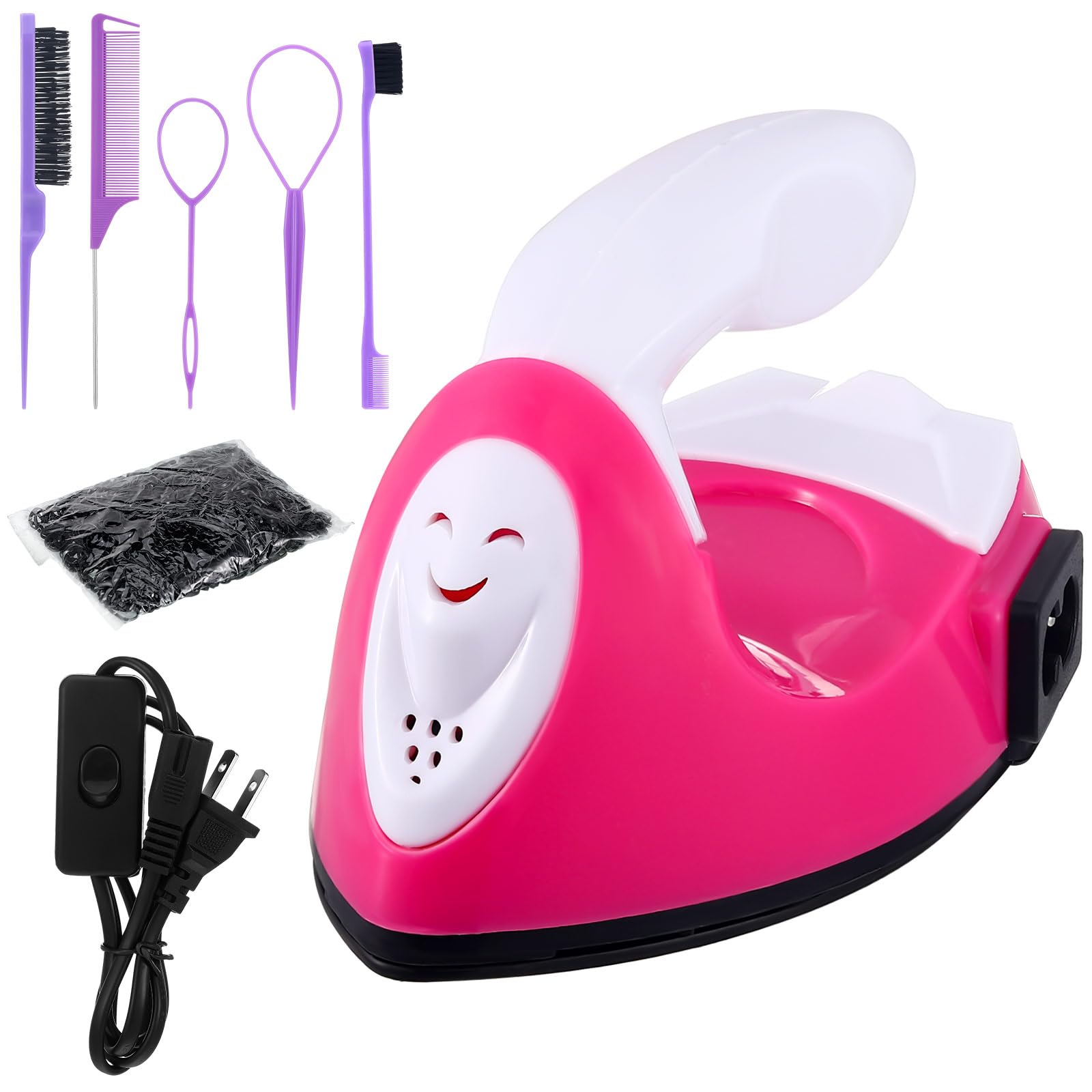 Lasnten Lay Flat Mini Iron for Hair, Mini Portable Hair Straightener with Handy Styling Tools Combs and Rubber Hairbands Set for
