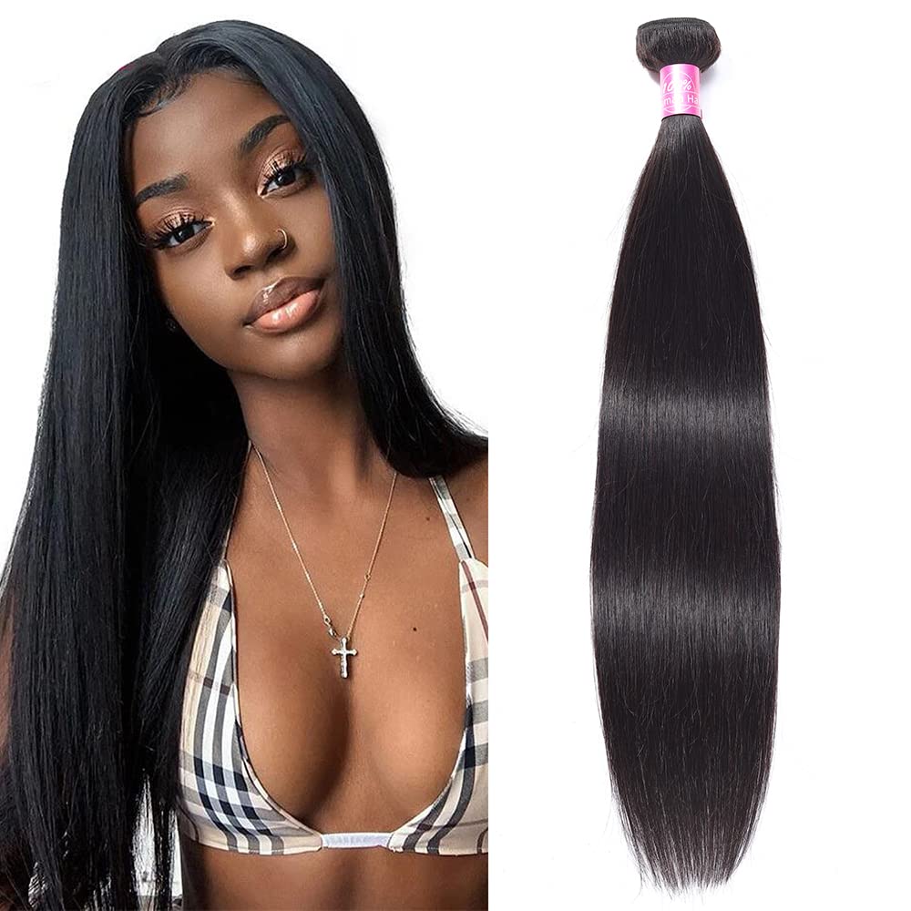 FQ Straight Hair One Bundle 24 inch 100% Unprocessed Peruvian Virgin Human Hair Straight Bundles Double Weft Straight Human Hair